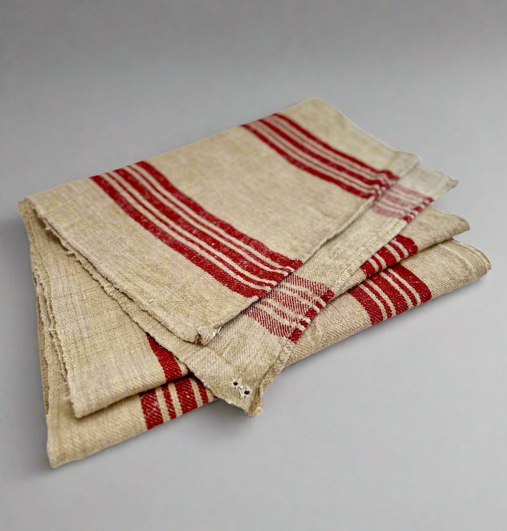 Grain-sack table runner- Red stripe double red stripes
