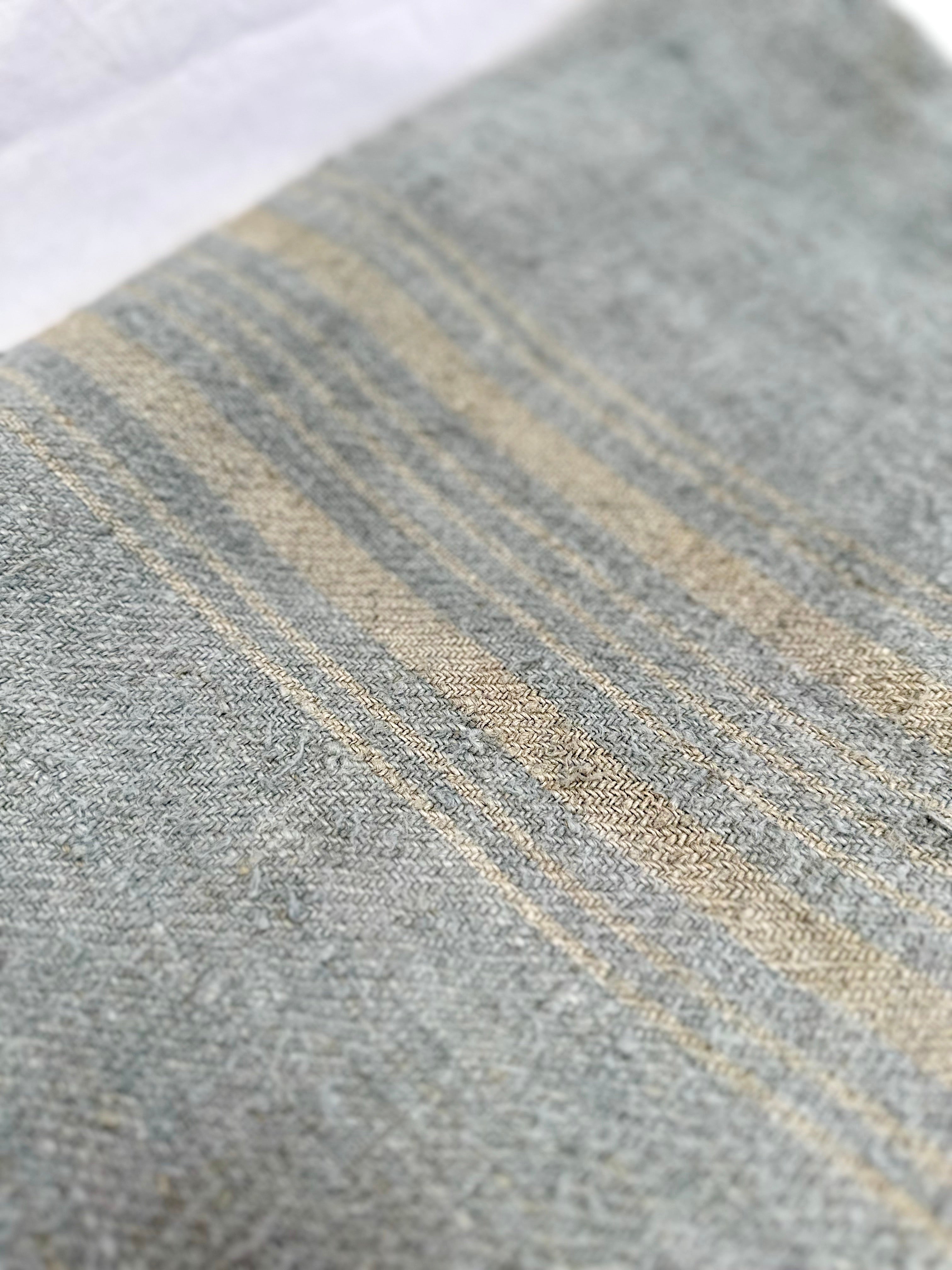 Grain-sack Pillow slip 100 x 40 Corn flower blue & gold stripe