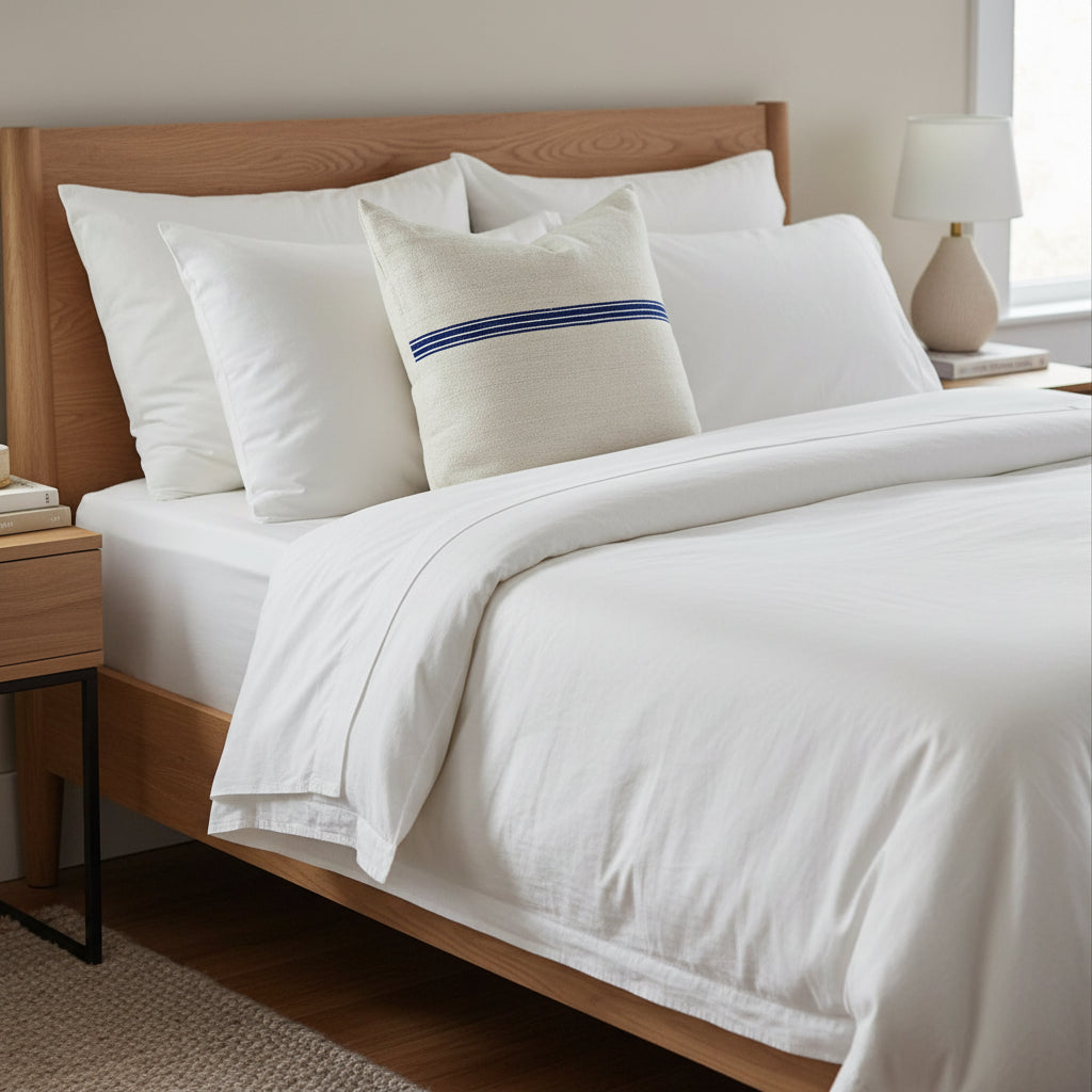 Euro grain-sack cushion 65 x 65 Blue stripe