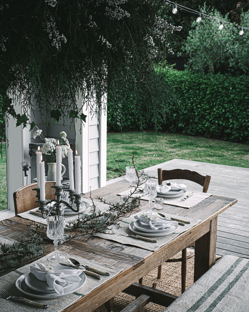 Grain-sack Placemat Green stripe