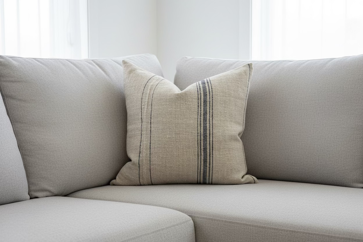 Euro grain-sack cushion 65 x 65 Navy stripe