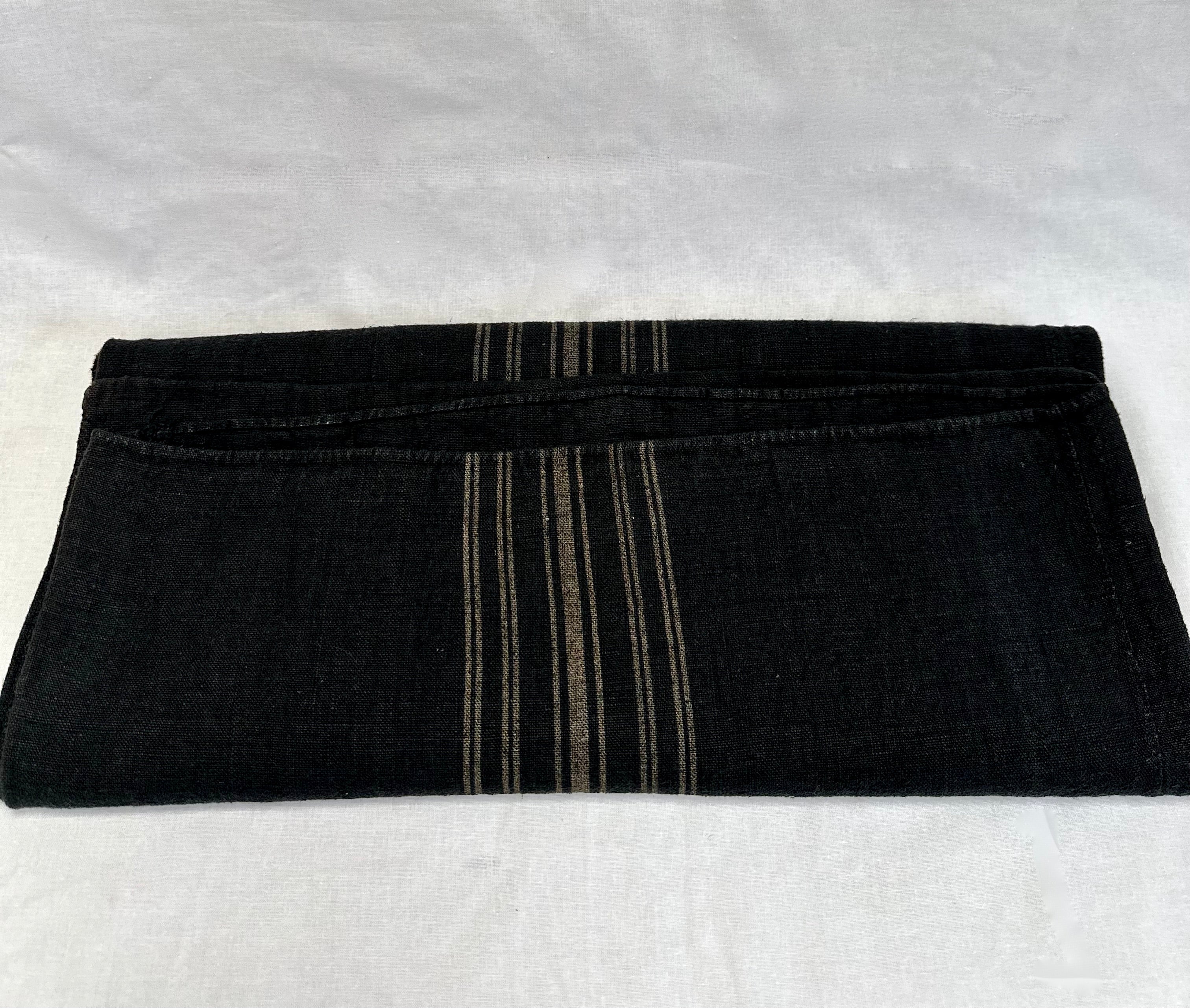 Grain-sack Monogram Pillow slip 100 x 40 indigo Blue with gold stripe