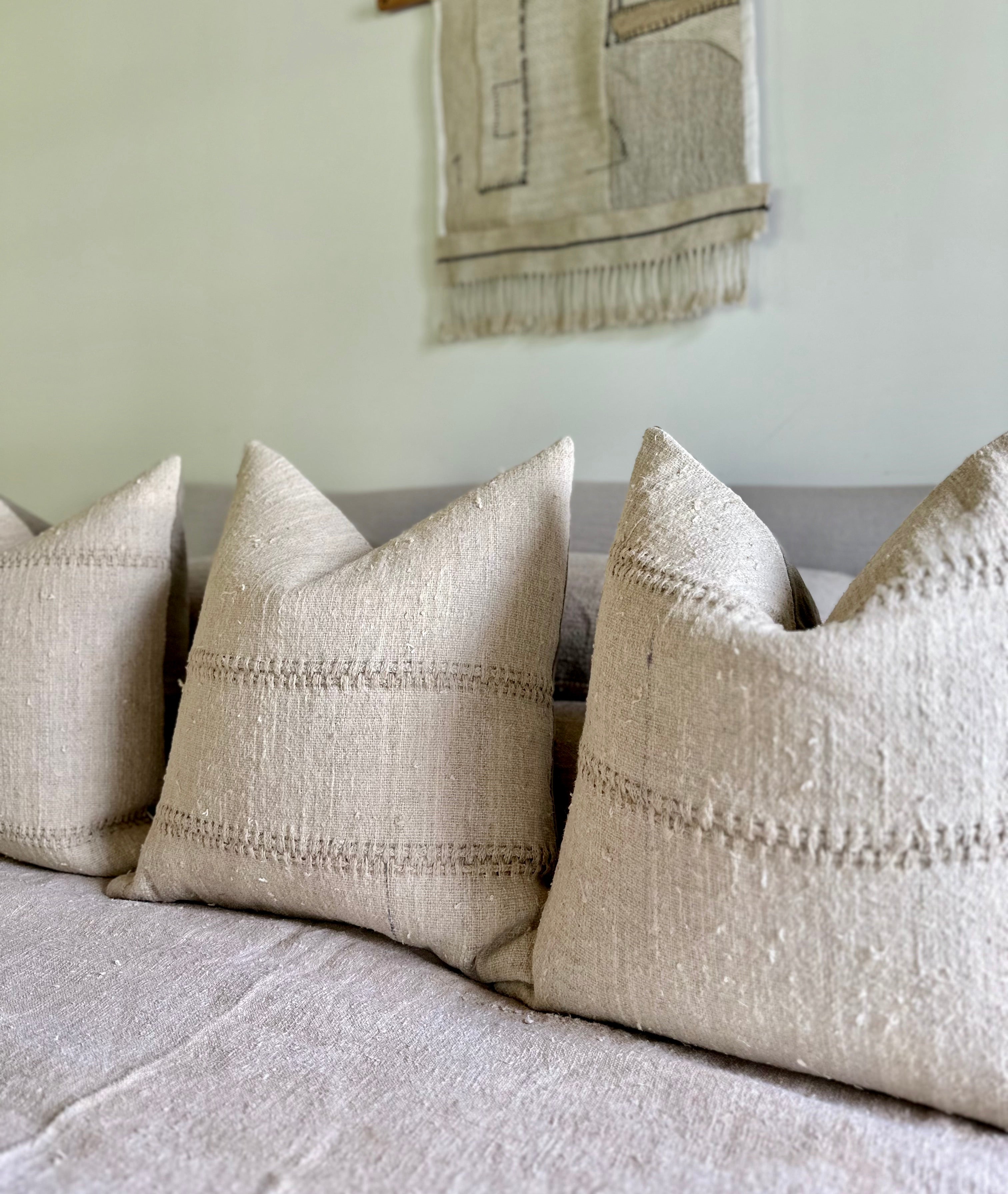 Grain-sack cushion bundle 50 x 50 Cream textured