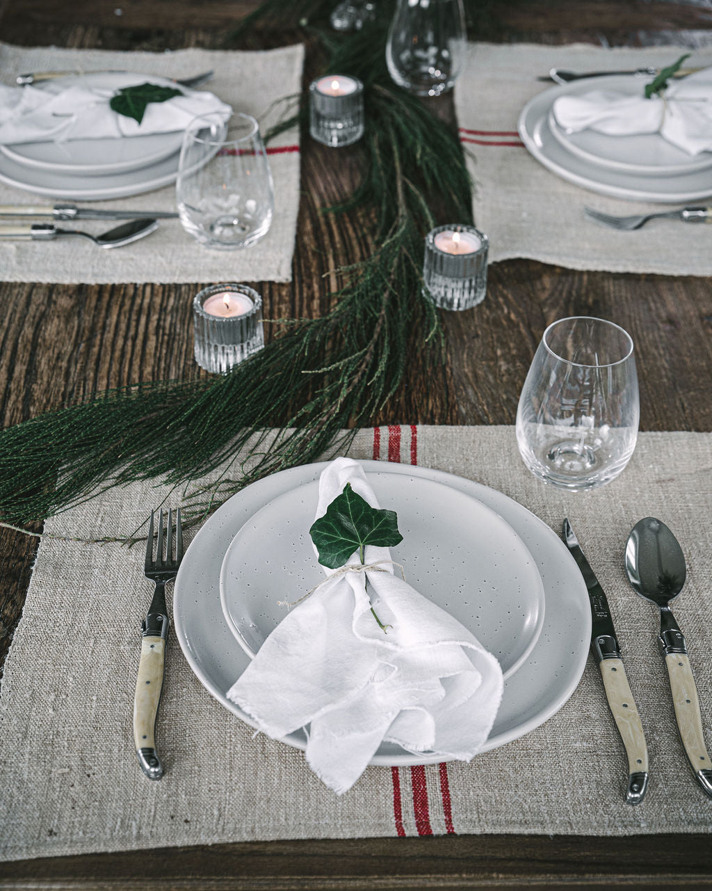 Grain-sack Placemat Red stripe