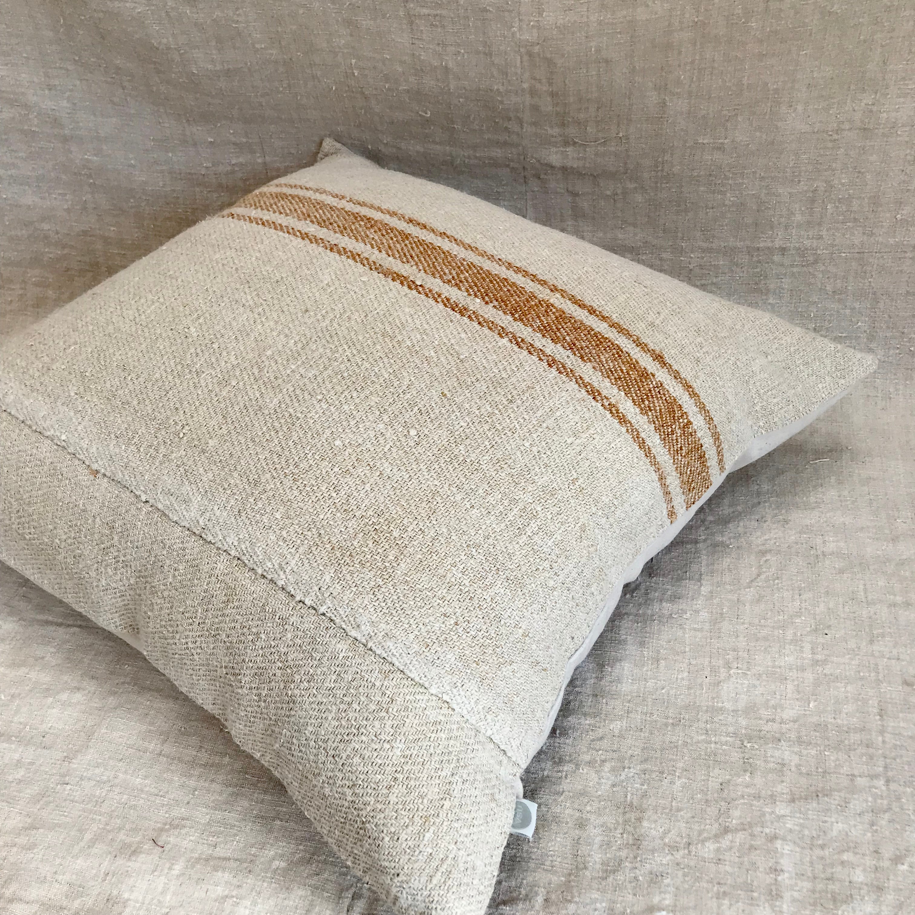Euro grain-sack cushion 65 x 65 Tan stripe