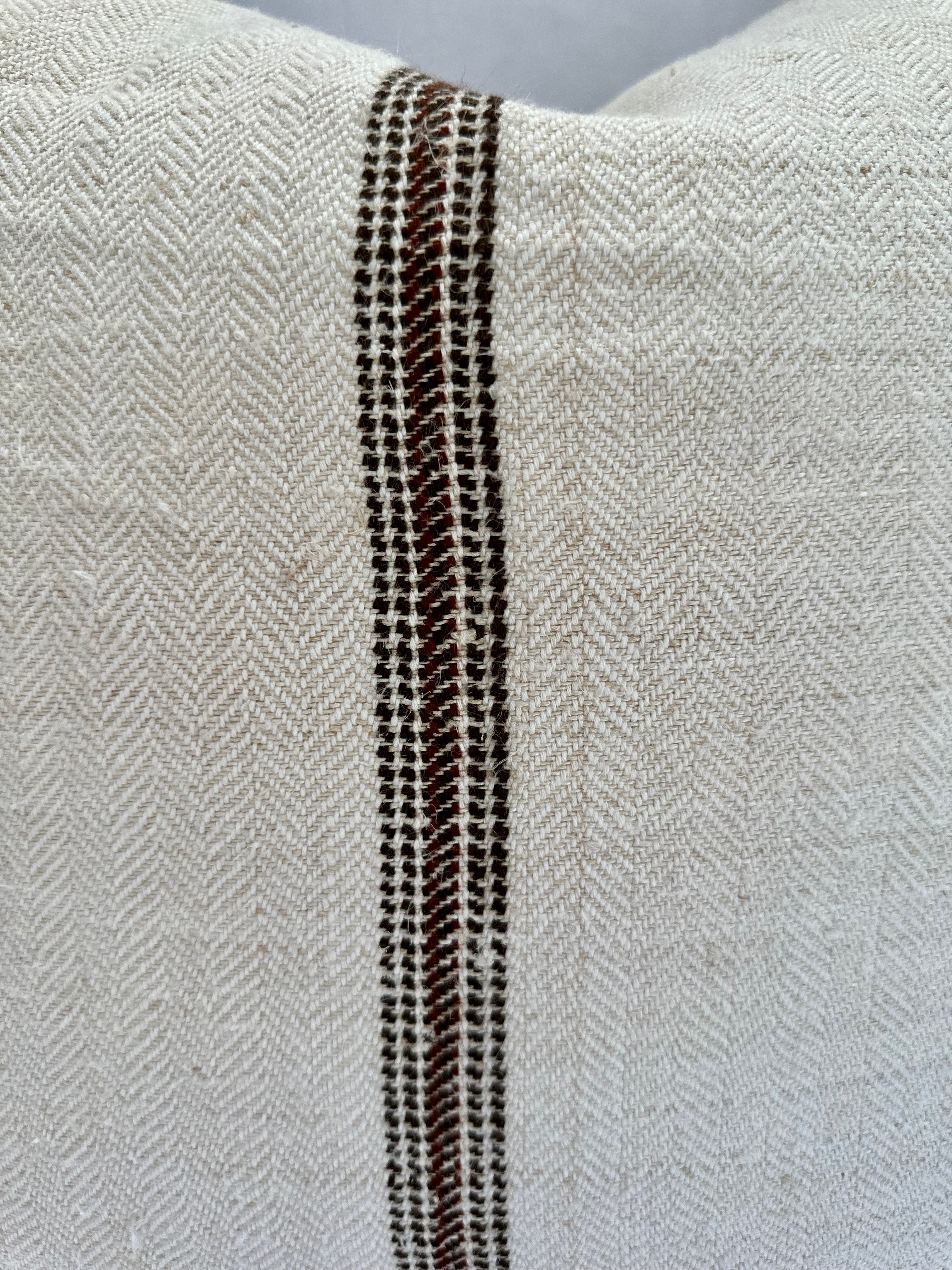 Grain-sack cushion 50 x 50 dark brown narrow stripe