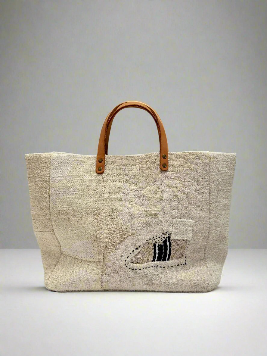 Grain-sack Boro inspired Tote bag