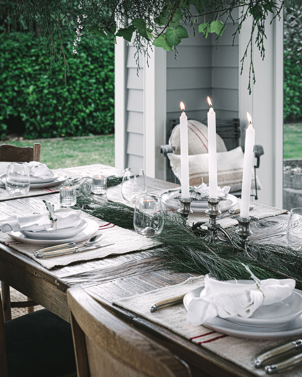 Grain-sack Placemat Tan stripe bundle x 2