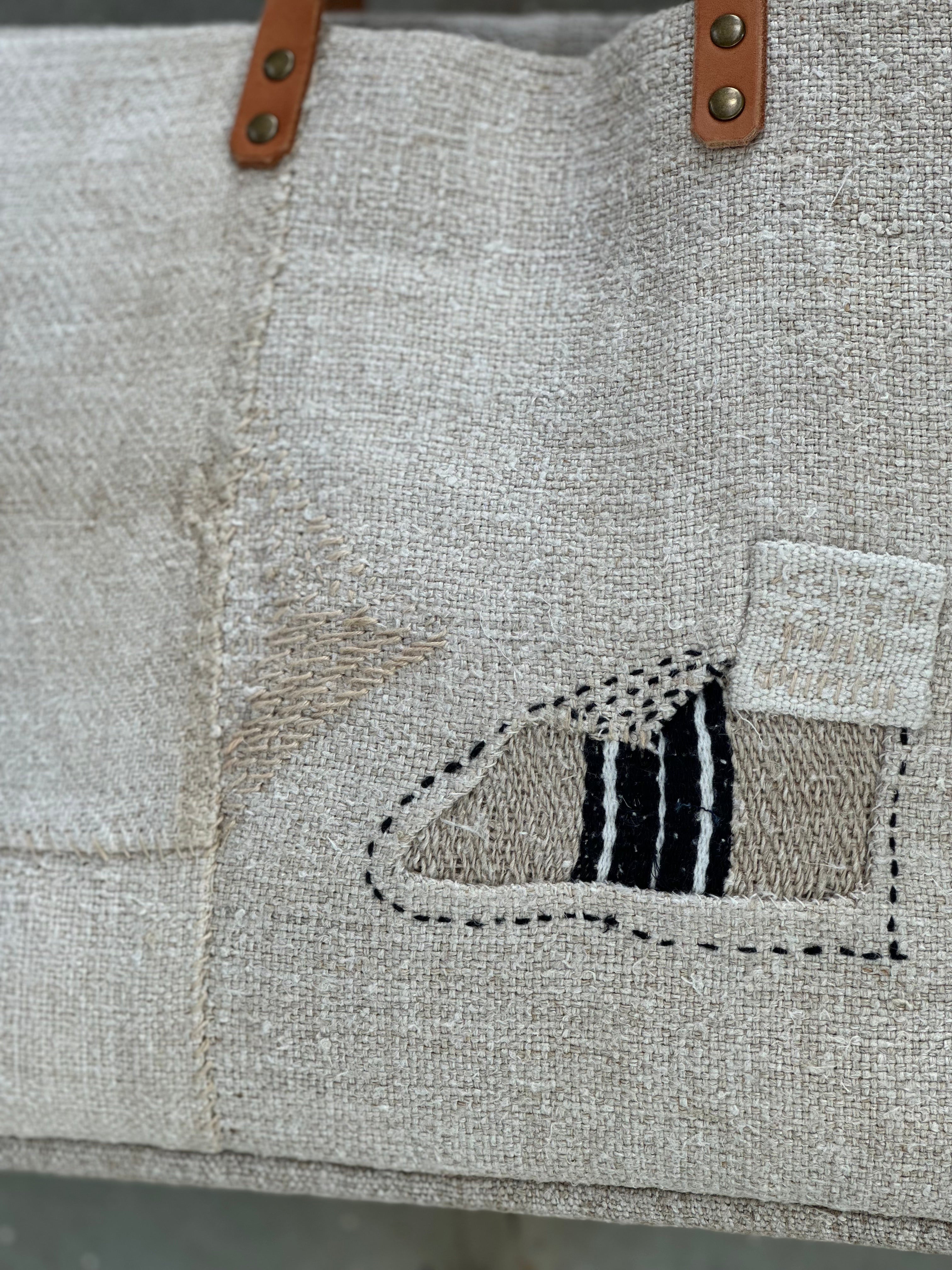 Grain-sack Boro inspired Tote bag