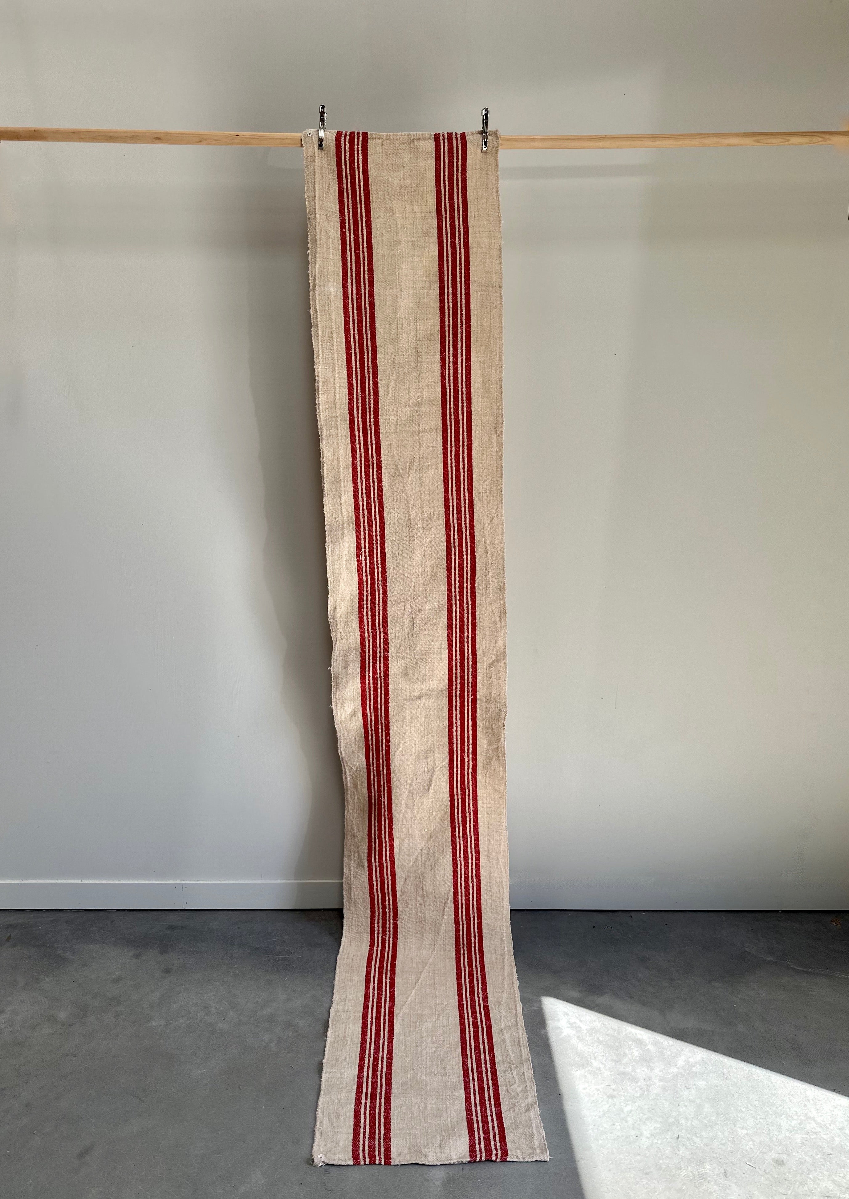 Grain-sack table runner- Red stripe double red stripes
