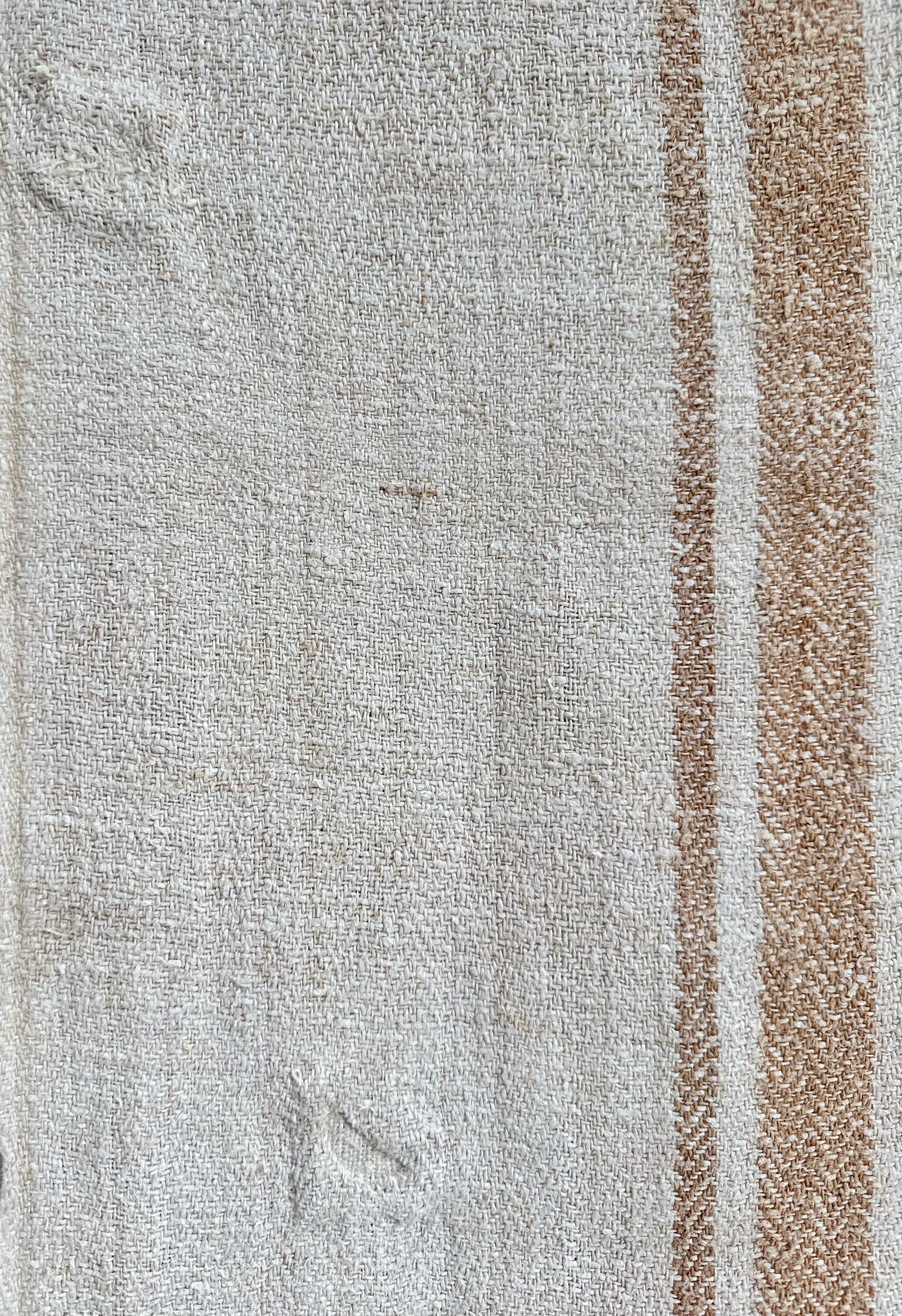 Grain-sack table runner- Tan stripe & patched