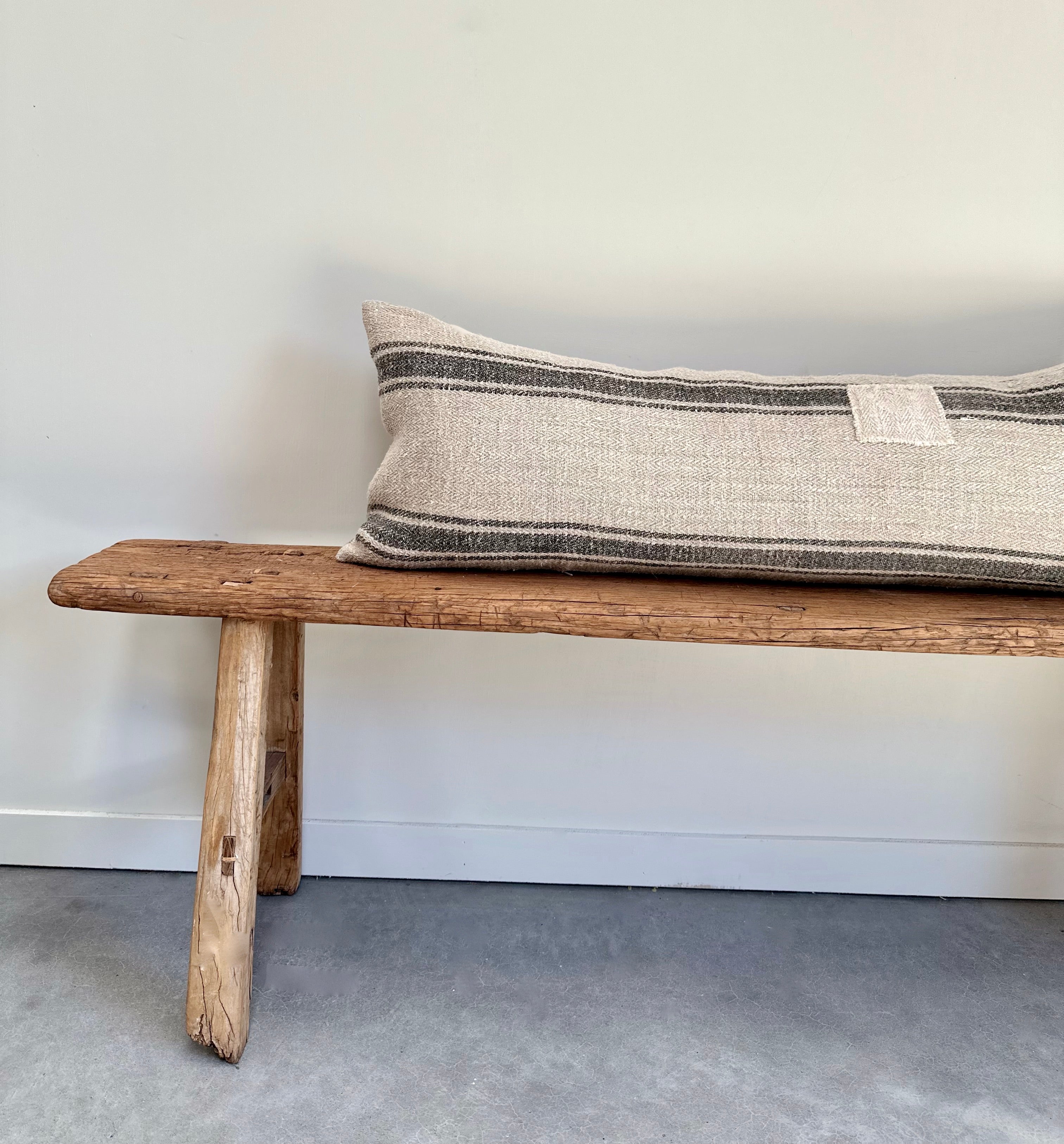 Grain-sack Bolster 100 x 40 - Washed black patched