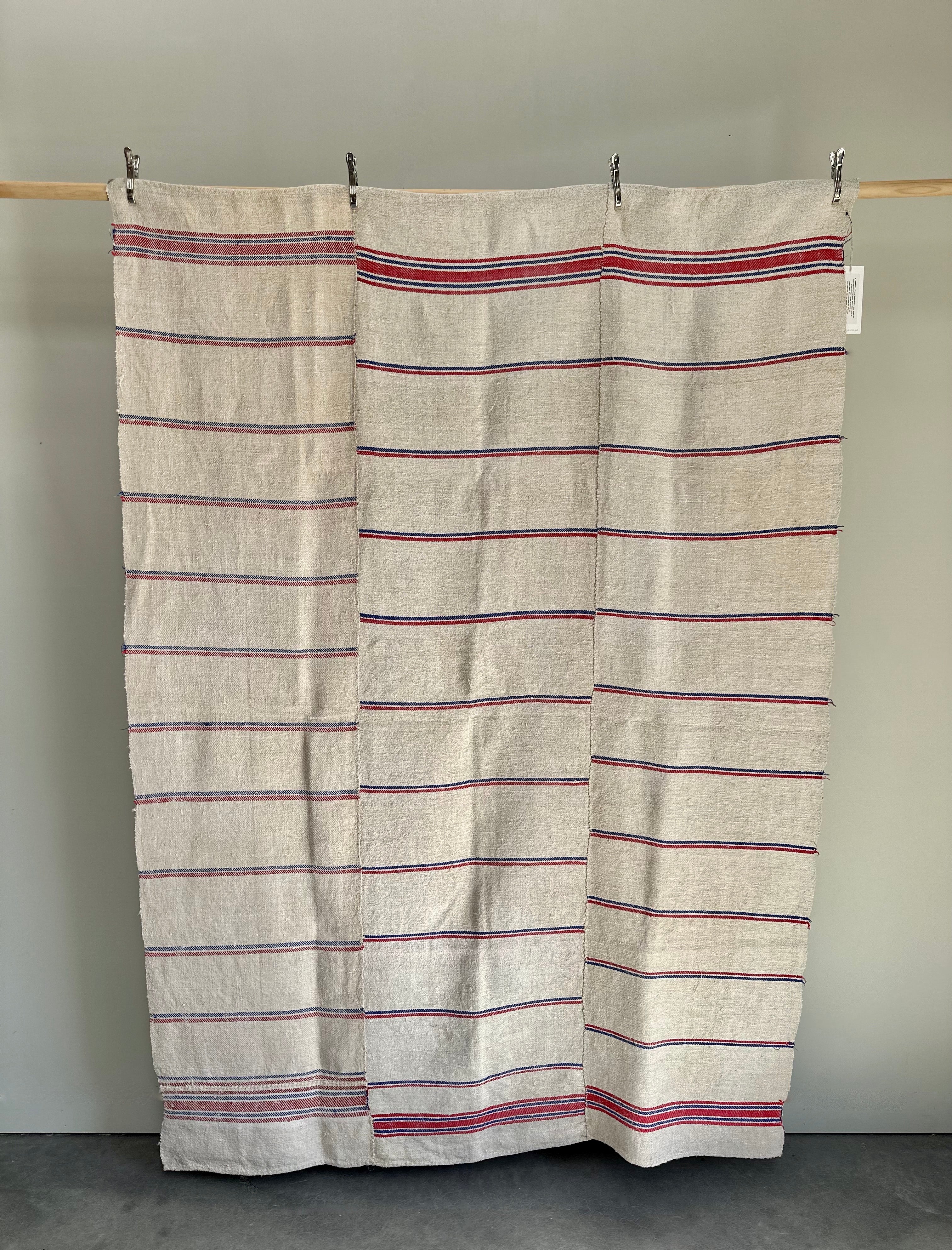 Hungarian Grain-sack bedspread - Red/ blue stripe
