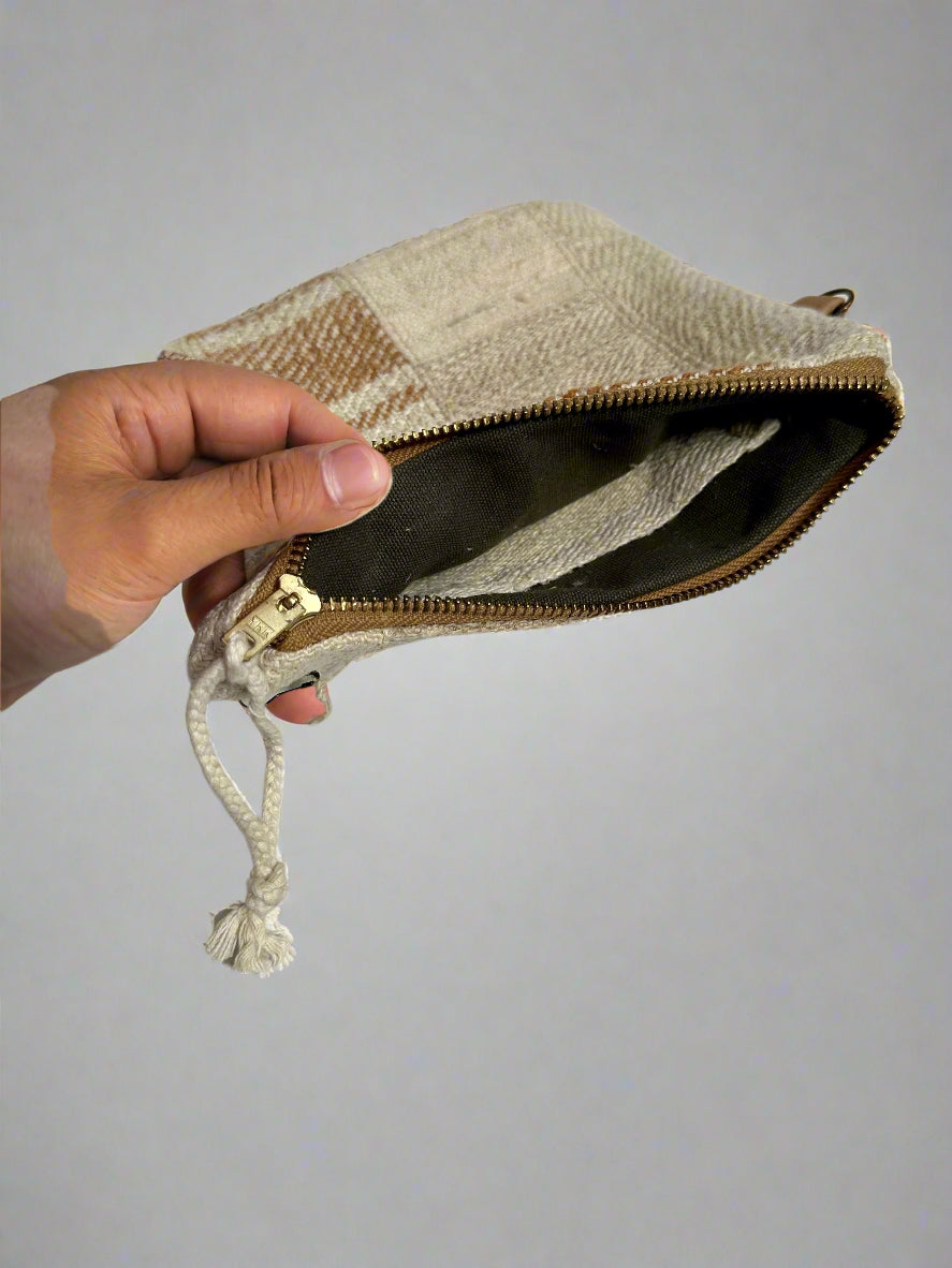 Grain-sack perfectly patched pouch- camel stripe #2