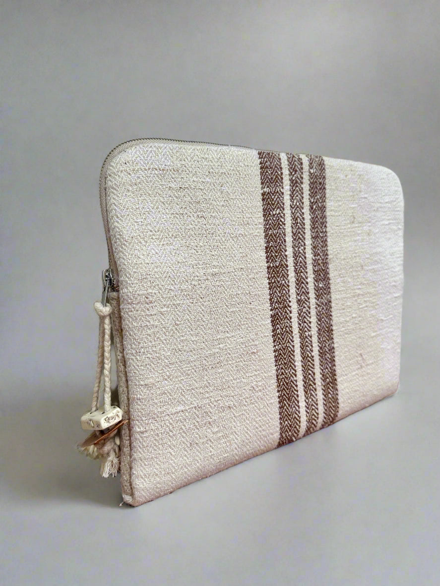 Grain-sack Lap top Sleeve with authentic stripe.