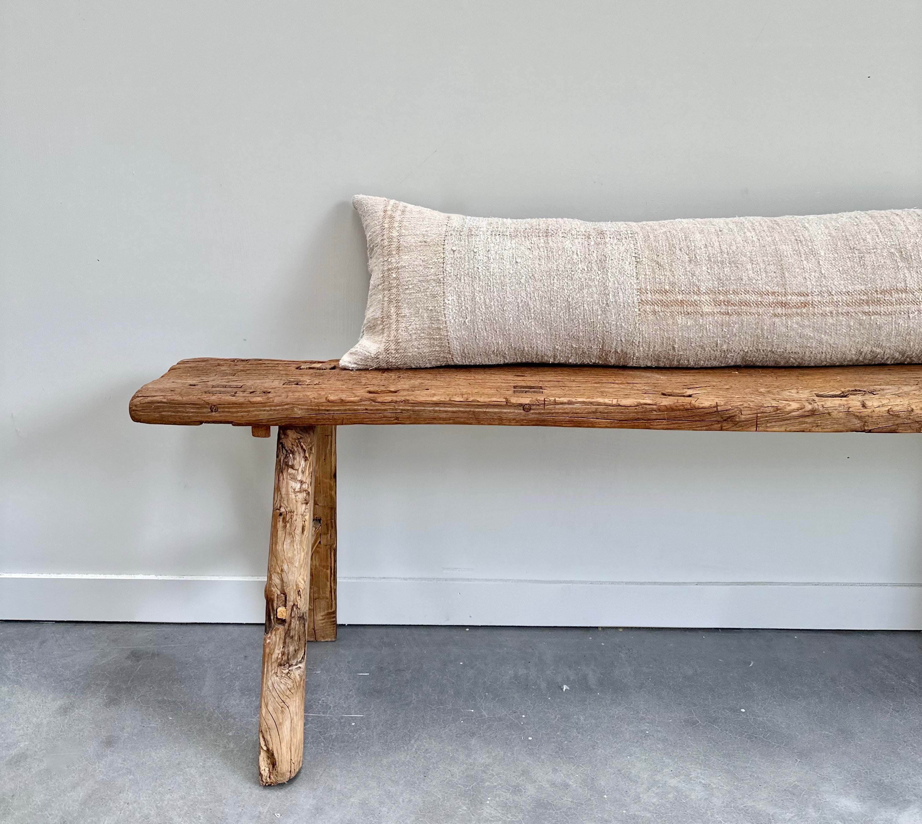 Oversized grain-sack Bolster 115 x 31 Soft tan with texture