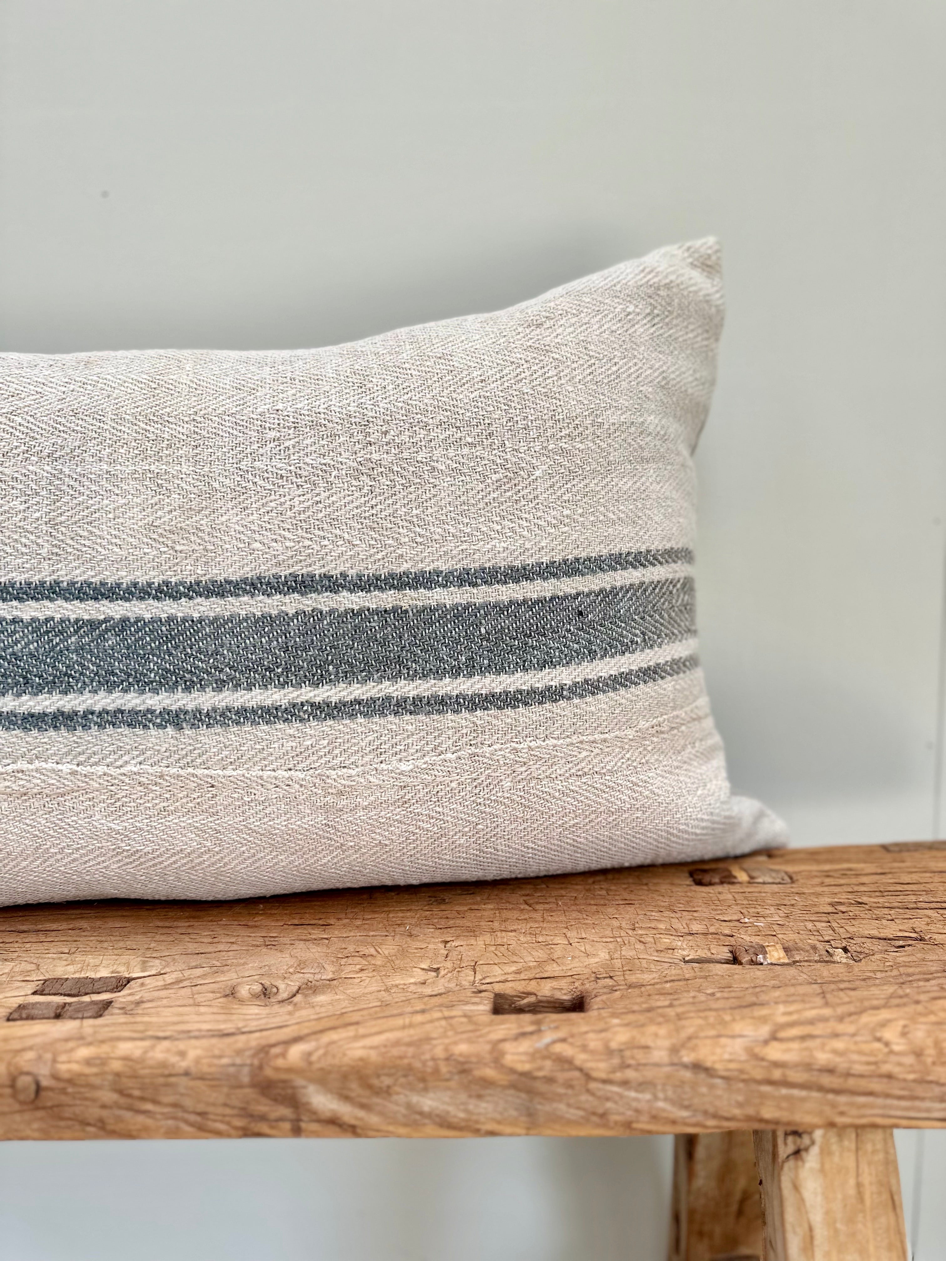 Grain-sack cushion 60 x 40 Grey Stripe