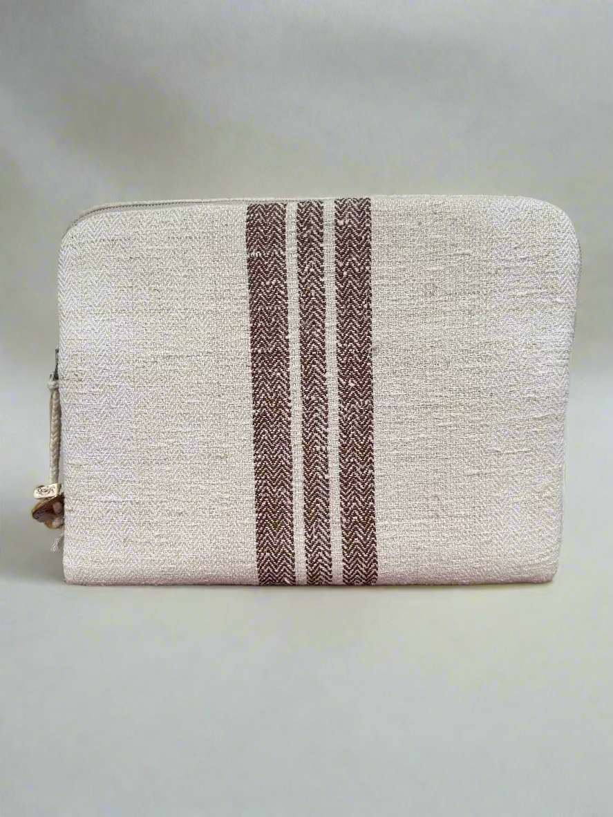 Grain-sack Lap top Sleeve with authentic stripe.