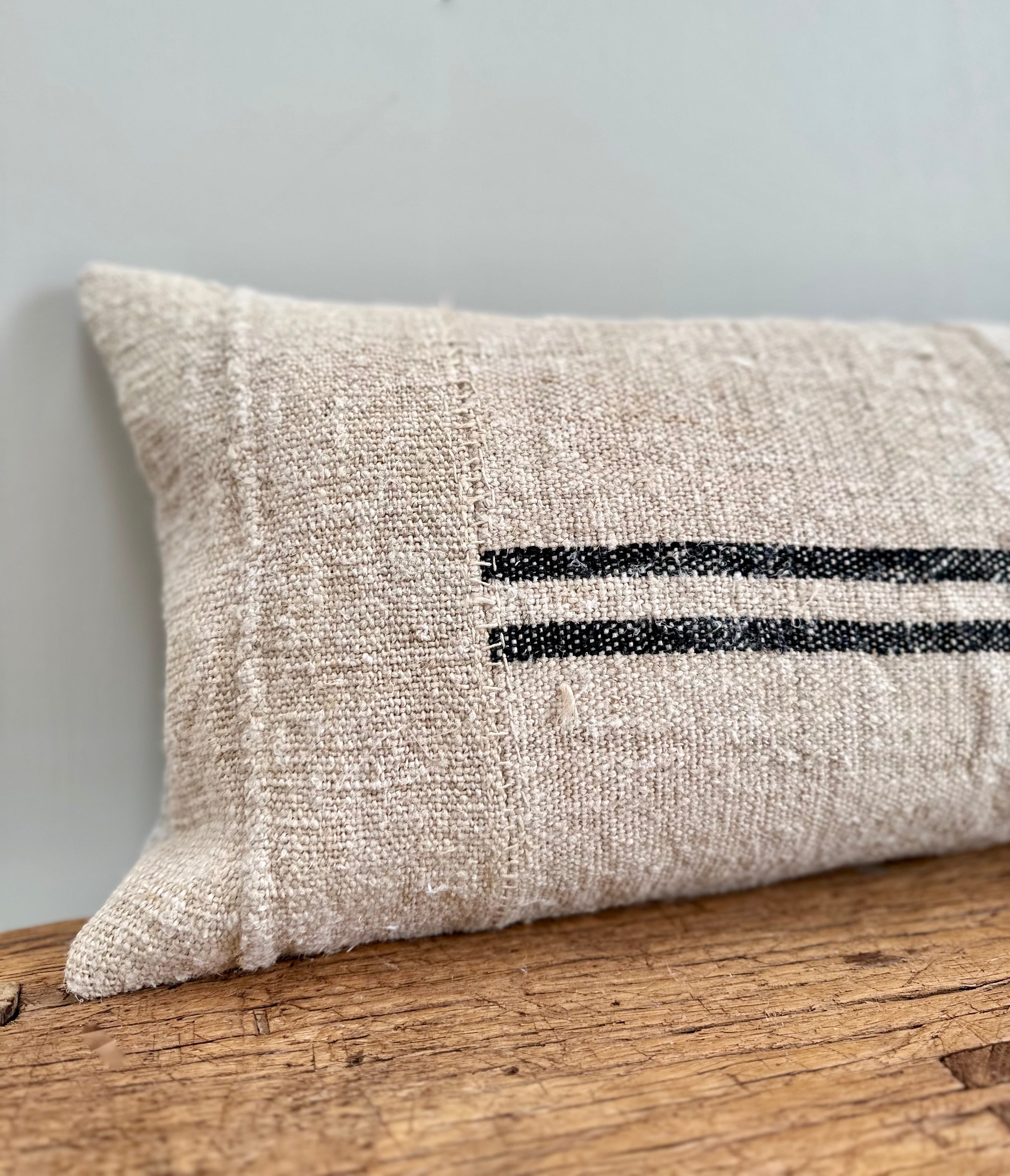 Oversized grain-sack Bolster 115 x 30 Black Stripe
