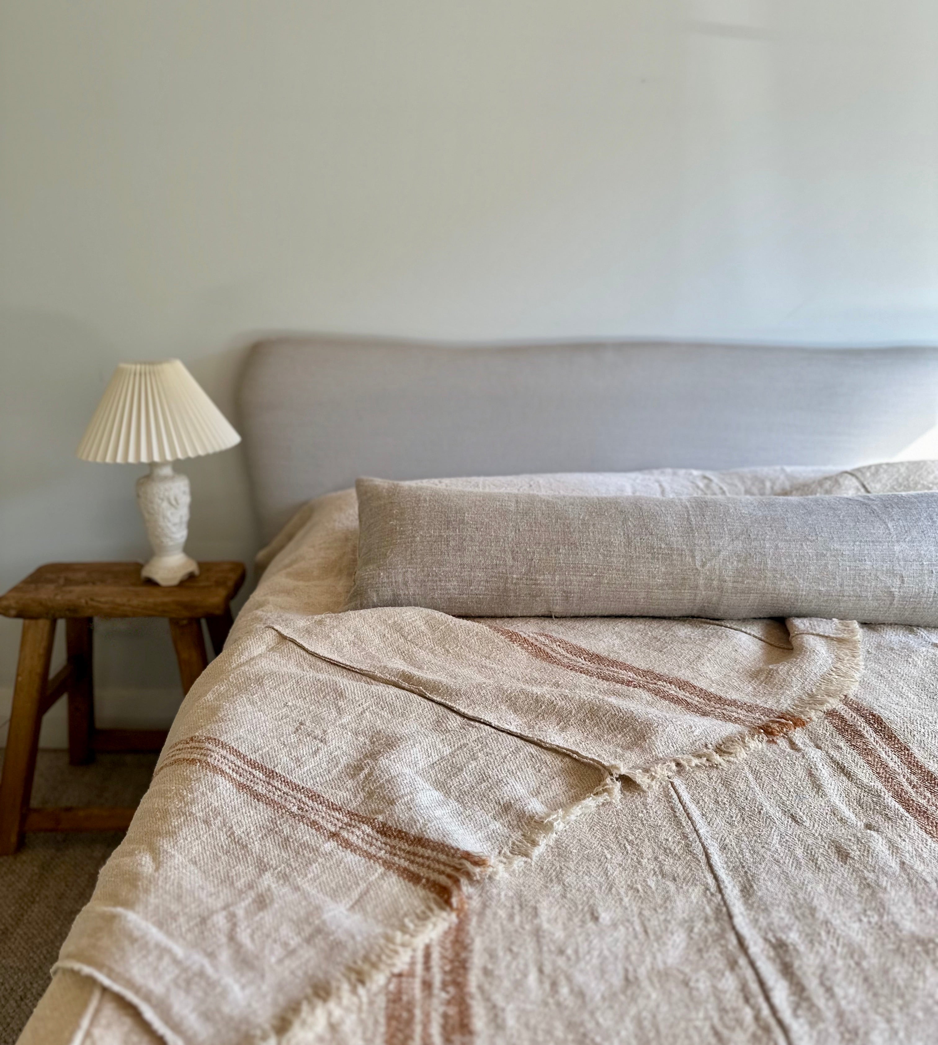 Hungarian Grain-sack bedspread - tan stripe large