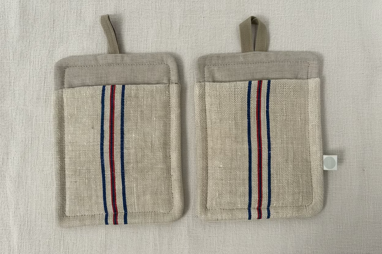 Grain-sack pot holders - pair.