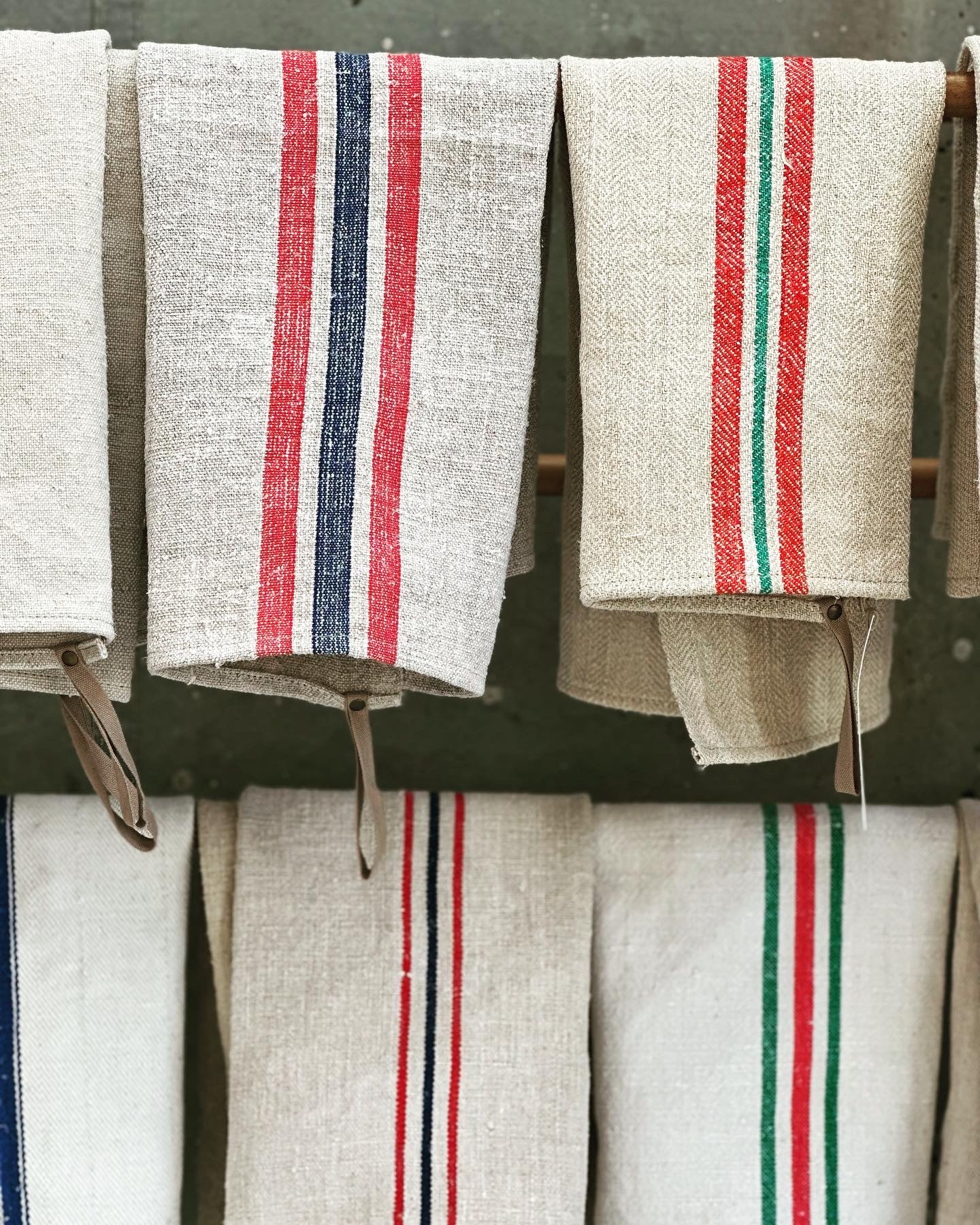 Grain-sack towel Ruby red stripe bundle