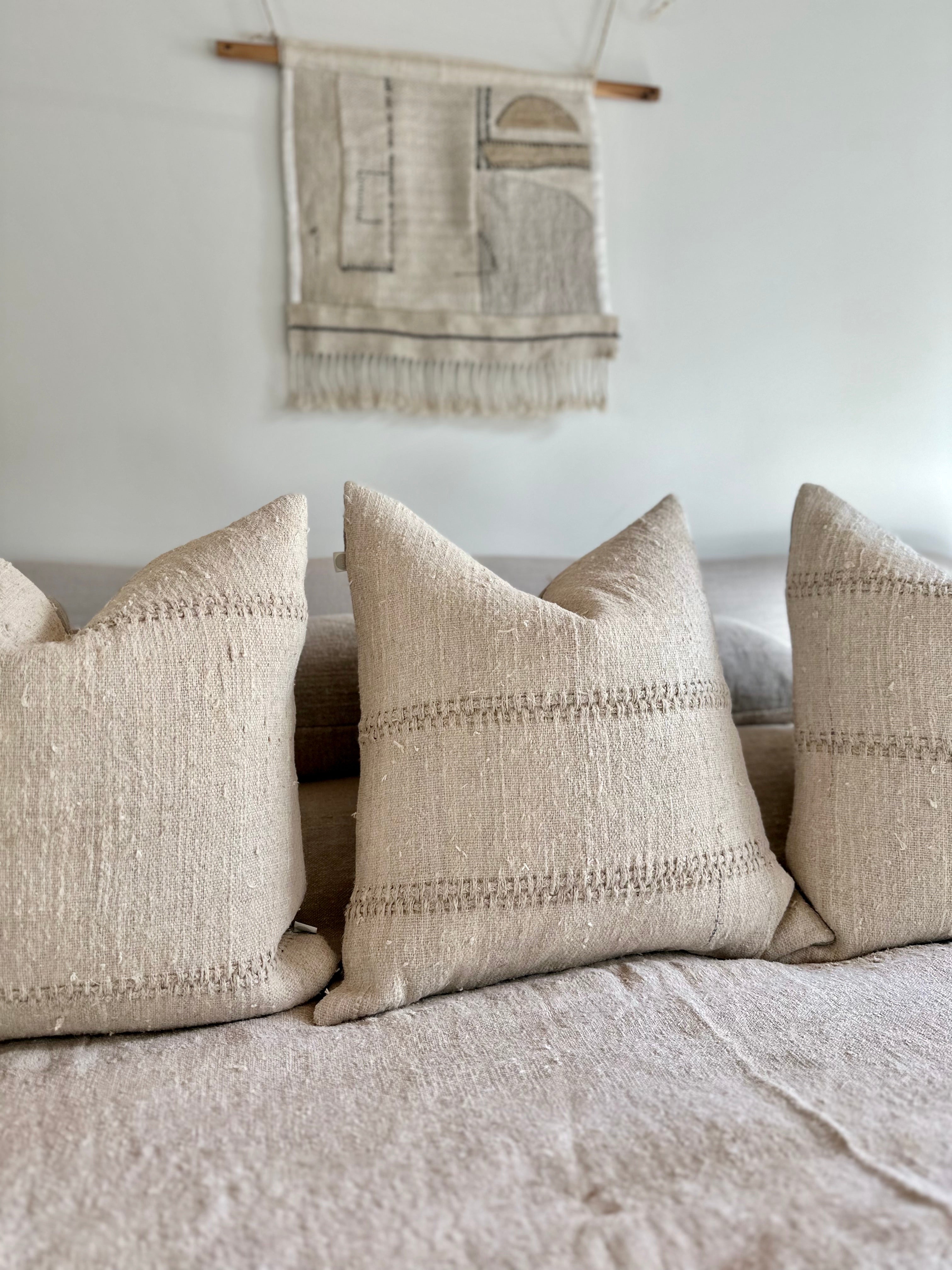 Grain-sack cushion bundle 50 x 50 Cream textured