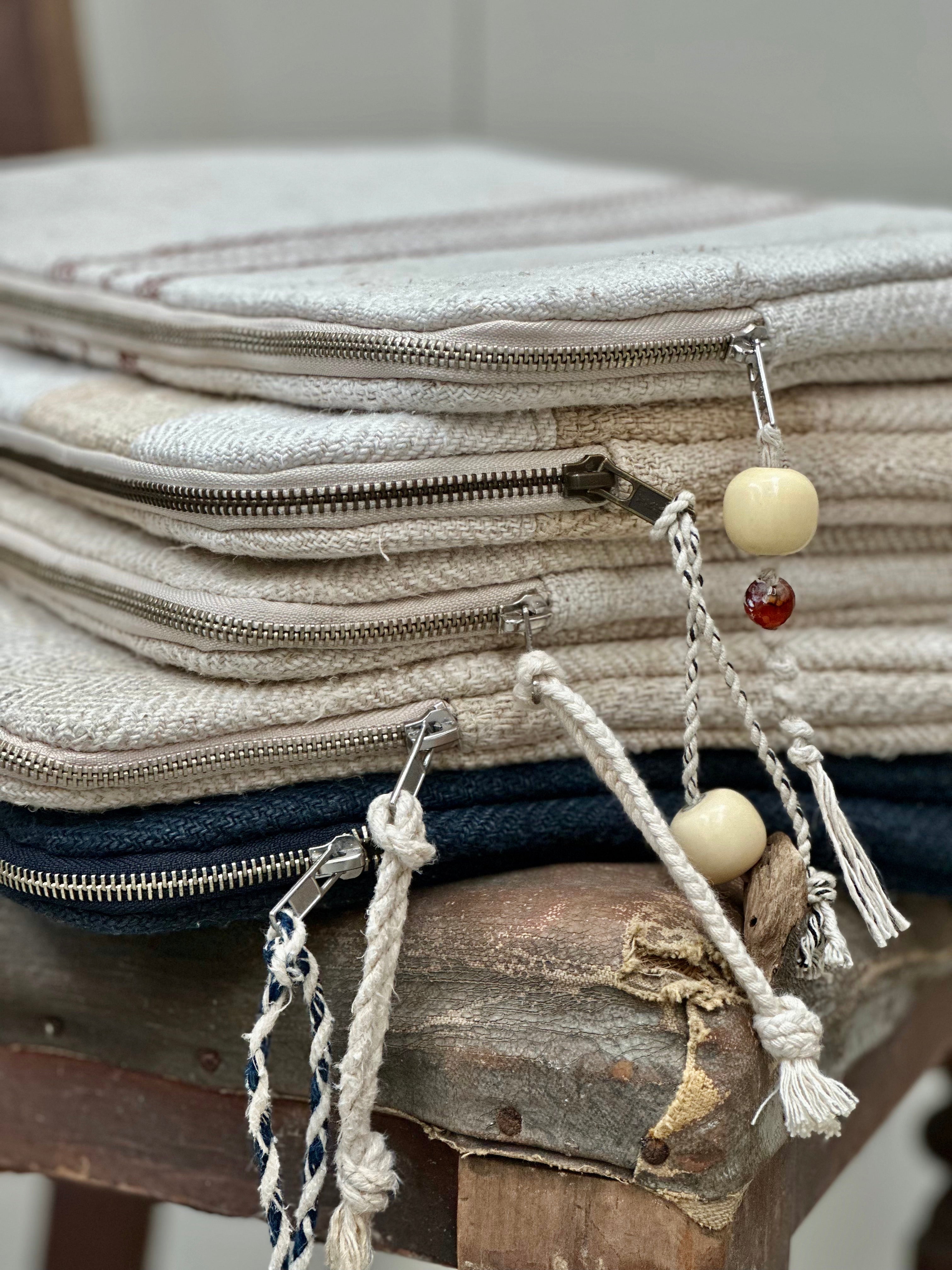 Grain-sack Lap top Sleeve with patchwork.