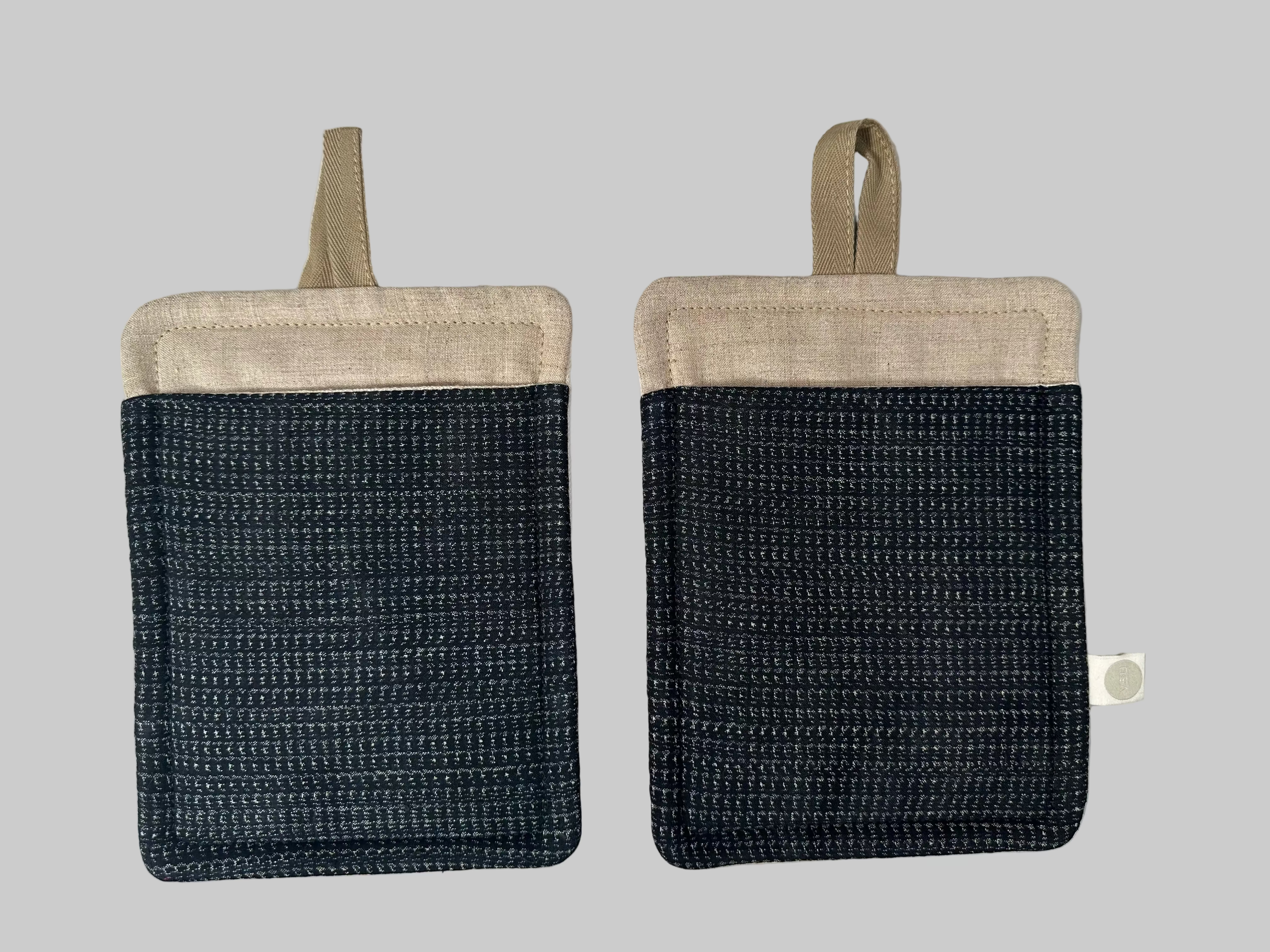 Grain-sack pot holders - pair.