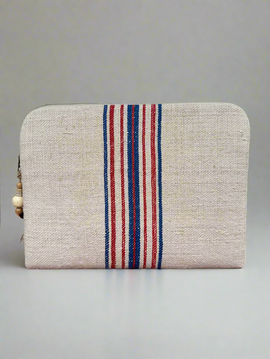 Grain-sack Lap top Sleeve with authentic stripe.