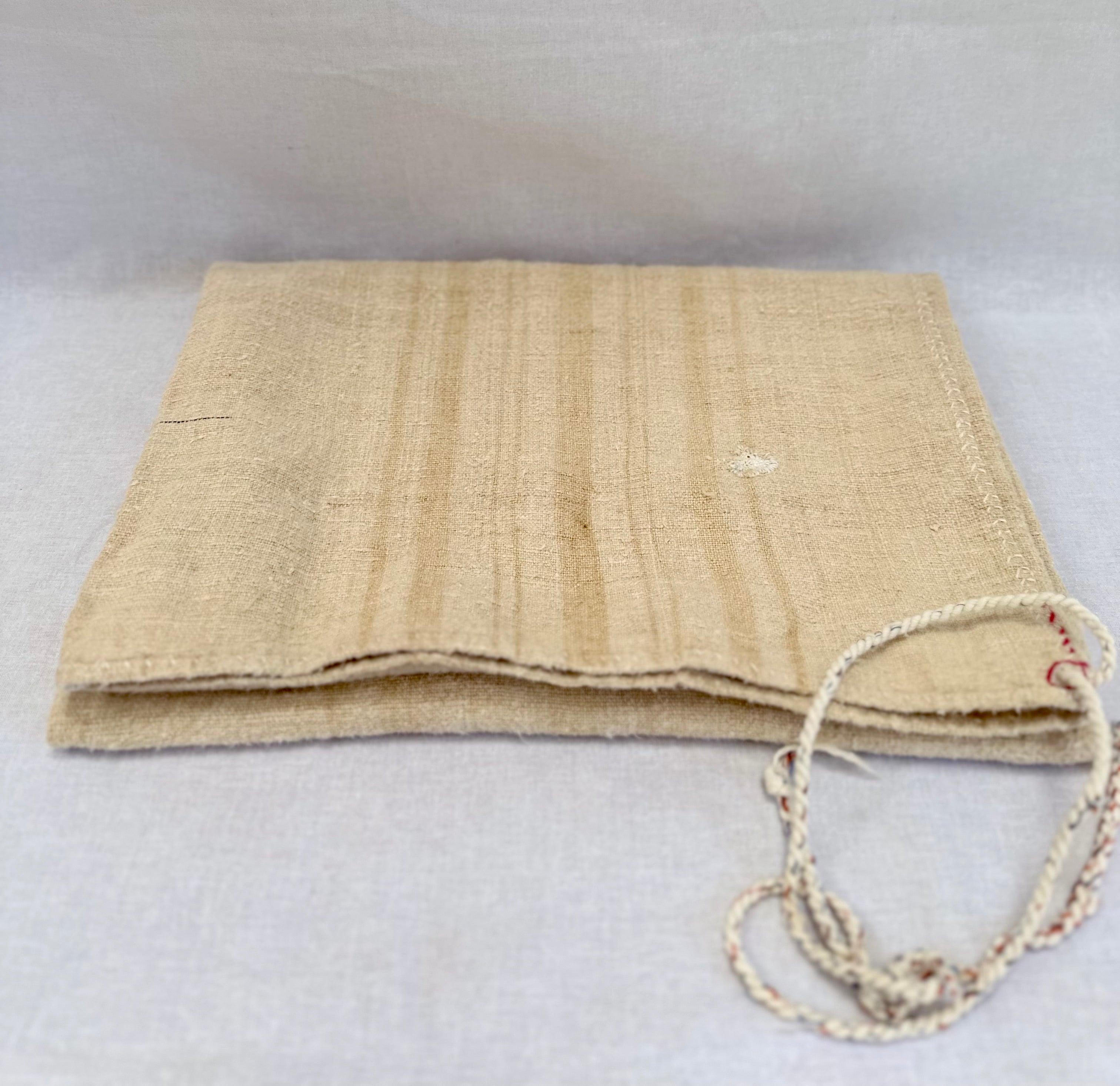 Grain-sack Pillow slip 100 x 40 oatmeal with tan stripe