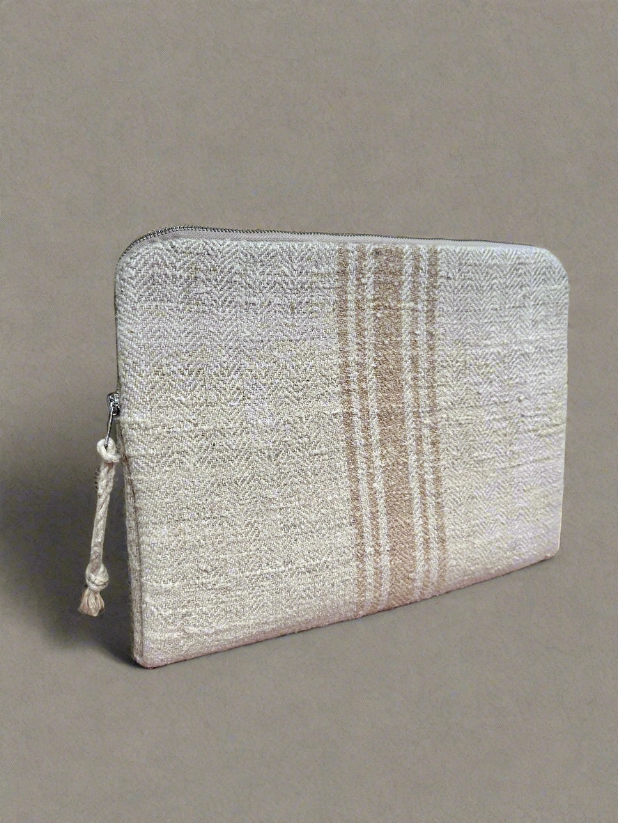 Grain-sack Lap top Sleeve with authentic stripe.