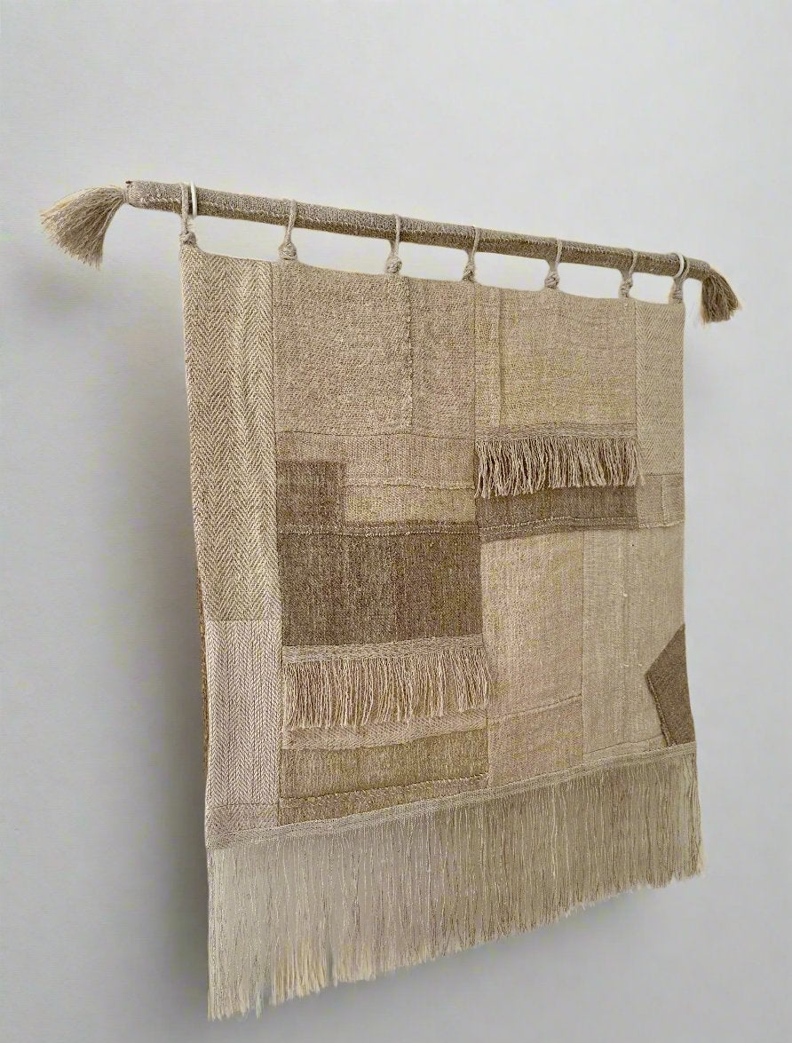 'Contained within' grain-sack wall art