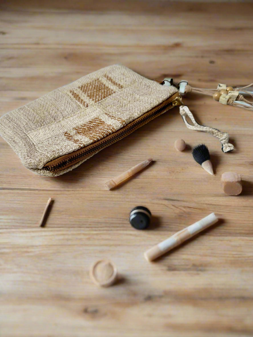 Grain-sack perfectly patched pouch- camel stripe #1