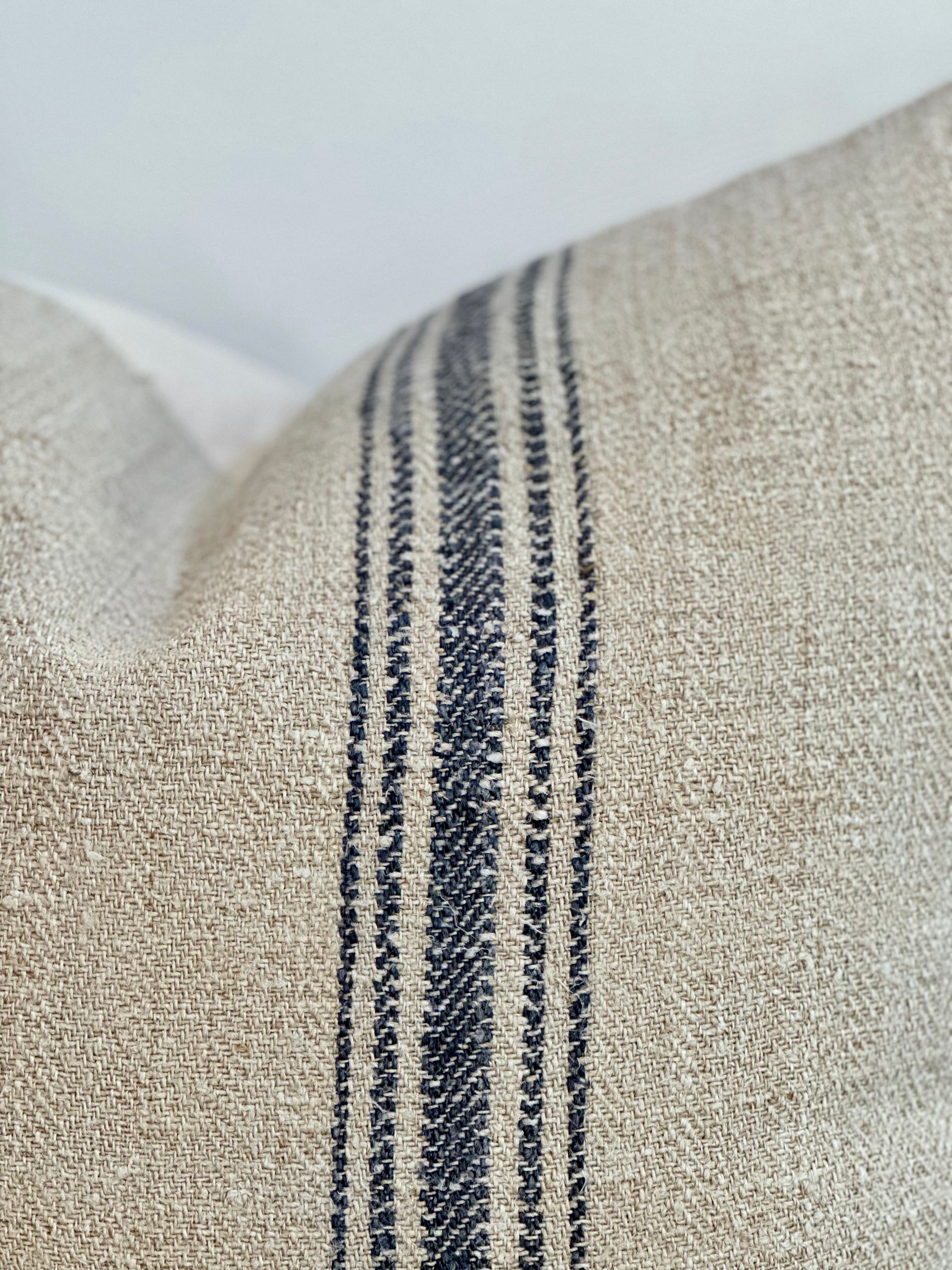 Euro grain-sack cushion 65 x 65 Navy stripe