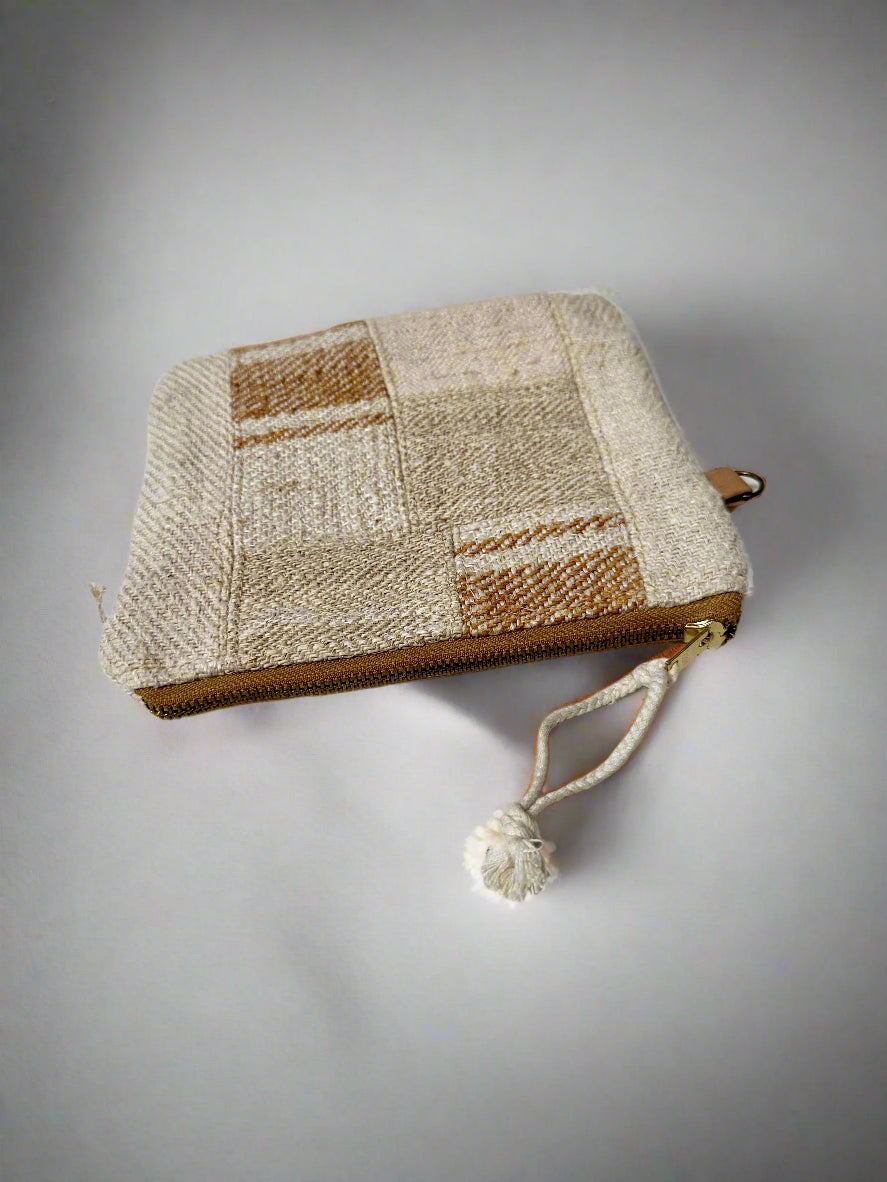 Grain-sack perfectly patched pouch- camel stripe #2