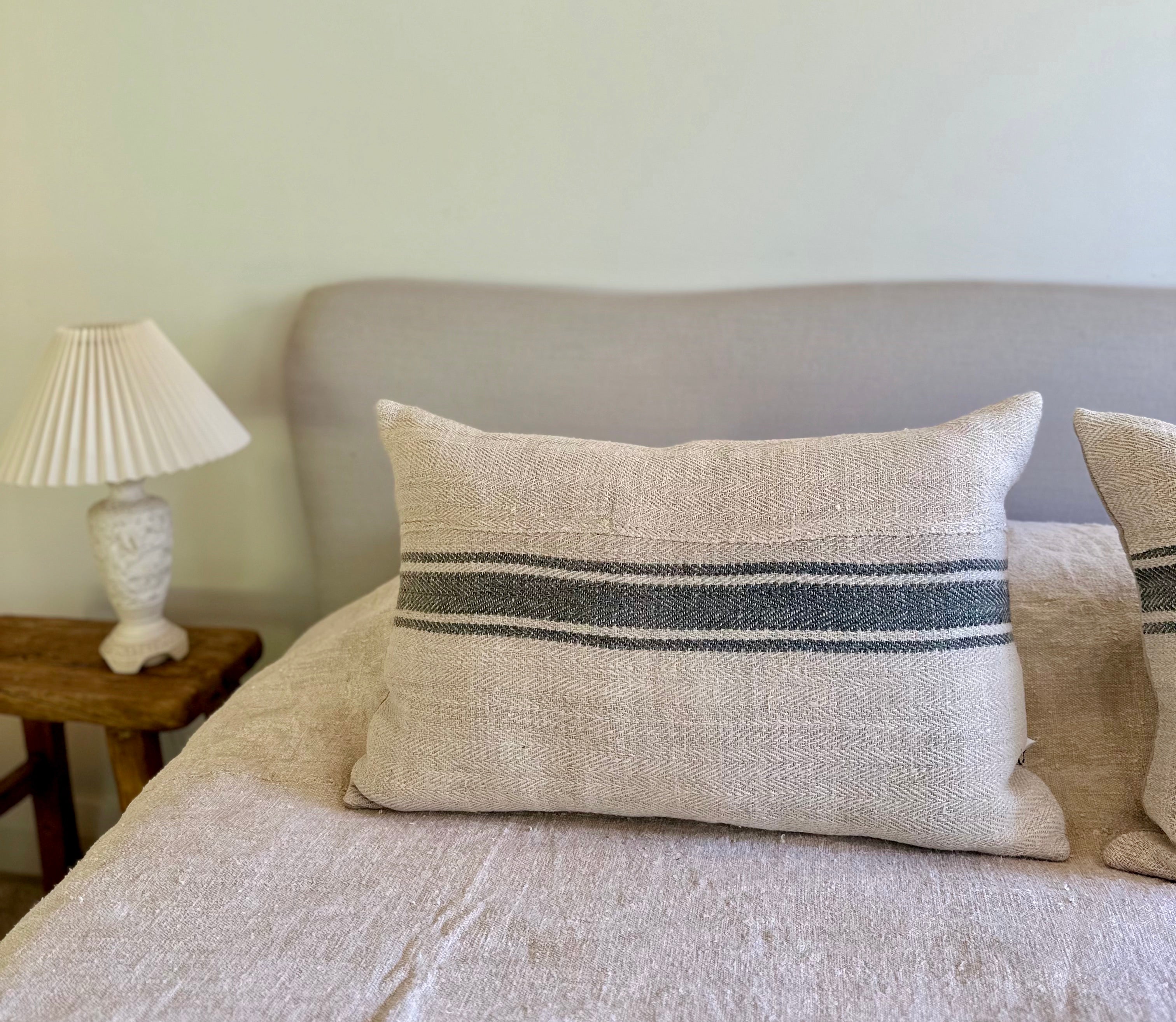 Grain-sack cushion 60 x 40 Grey Stripe
