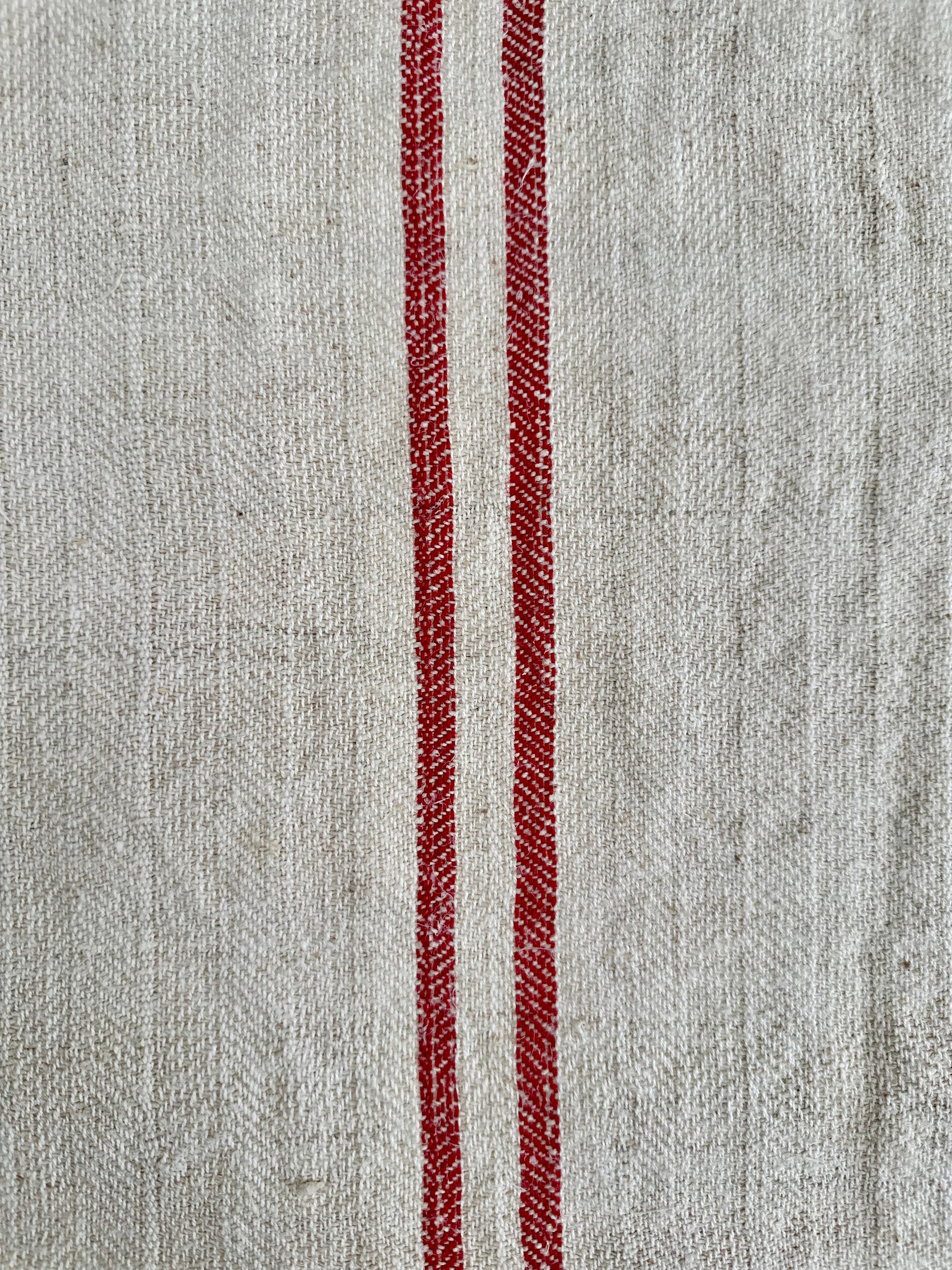 Grain-sack table runner- Red two stripe