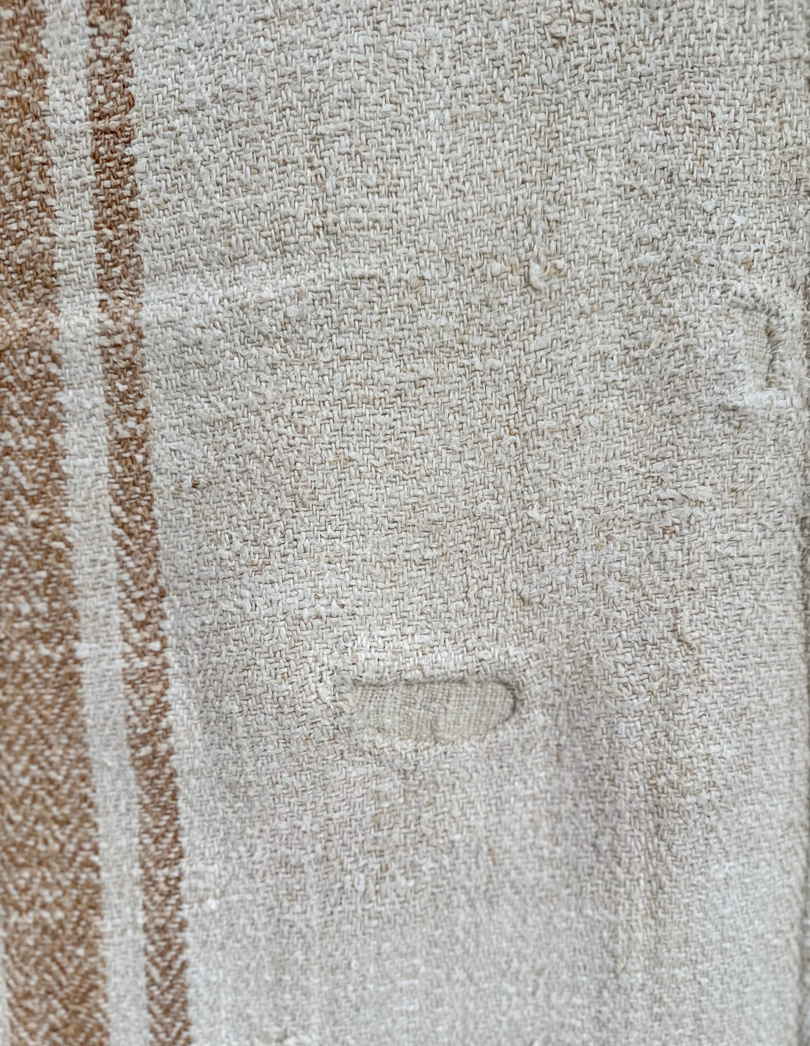 Grain-sack table runner- Tan stripe & patched