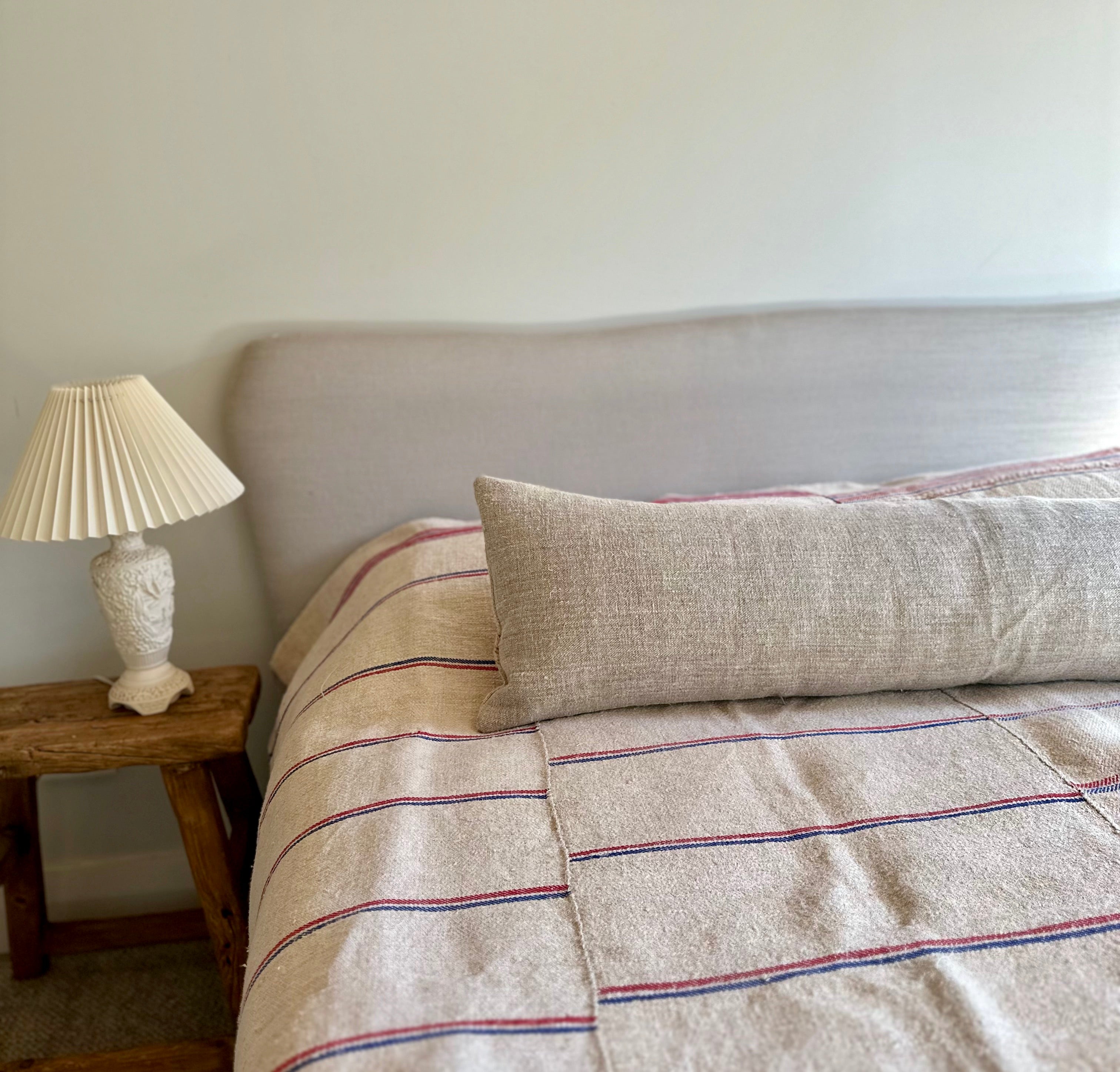 Hungarian Grain-sack bedspread - Red/ blue stripe