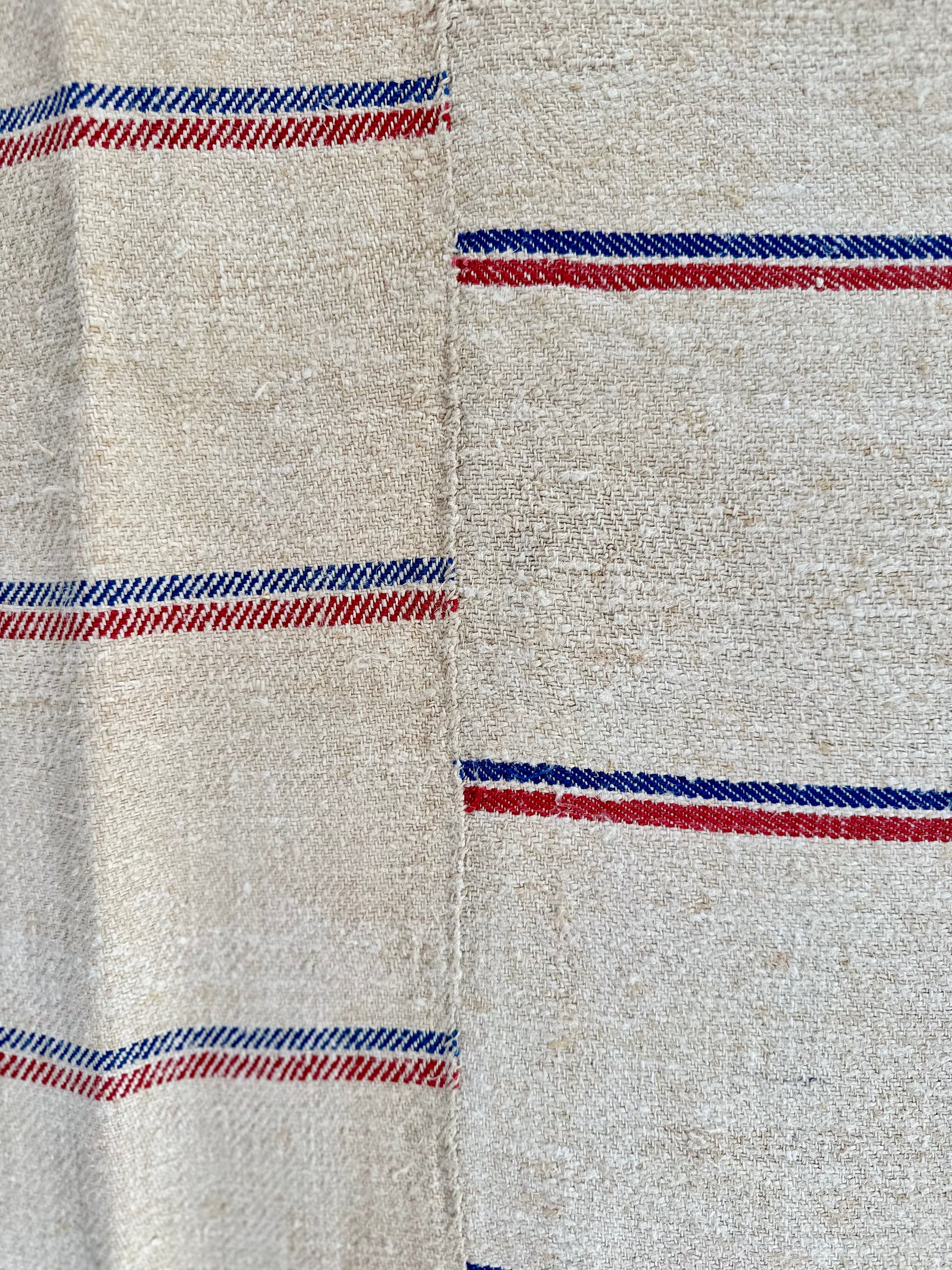 Hungarian Grain-sack bedspread - Red/ blue stripe