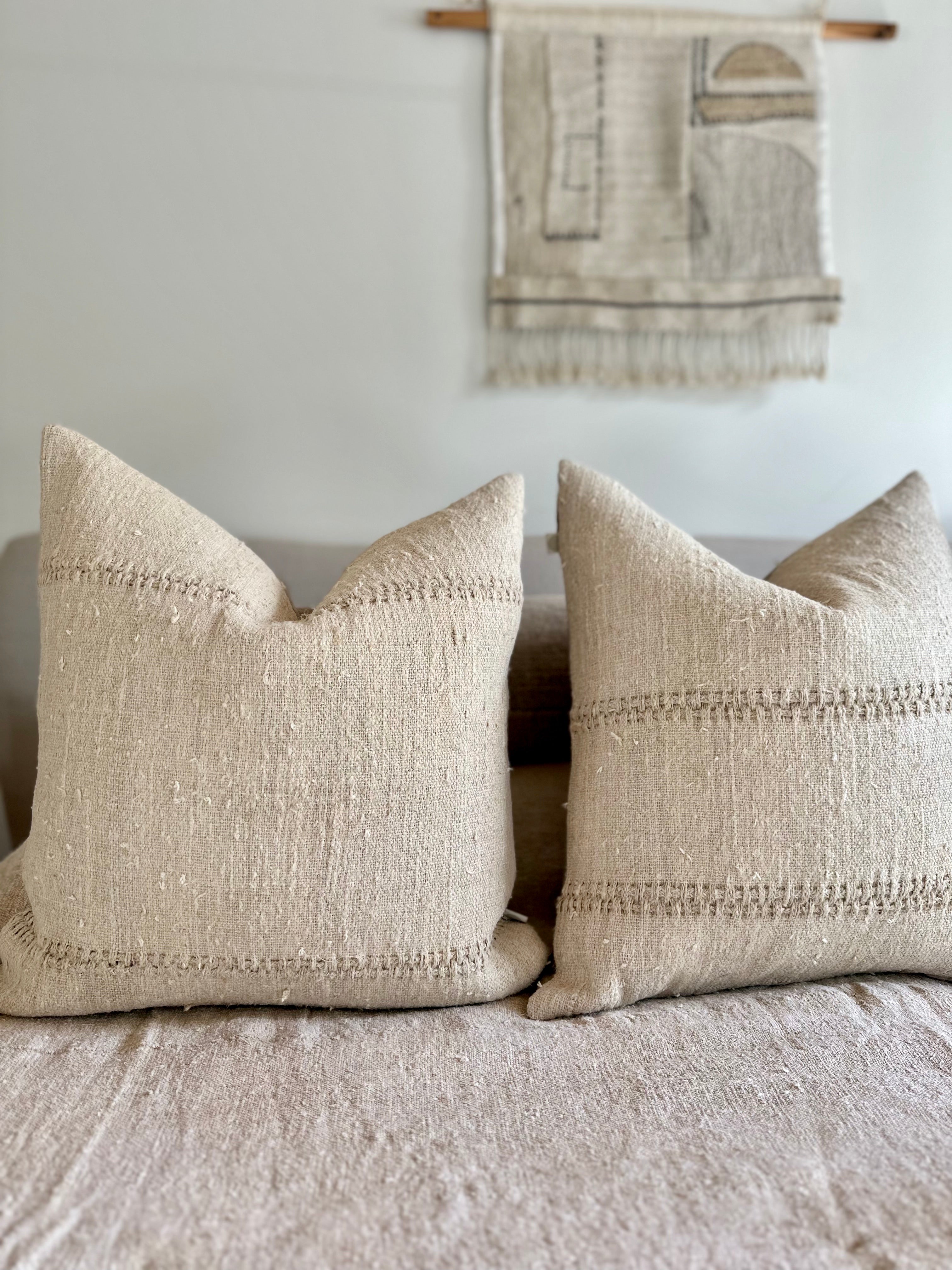 Grain-sack cushion bundle 50 x 50 Cream textured