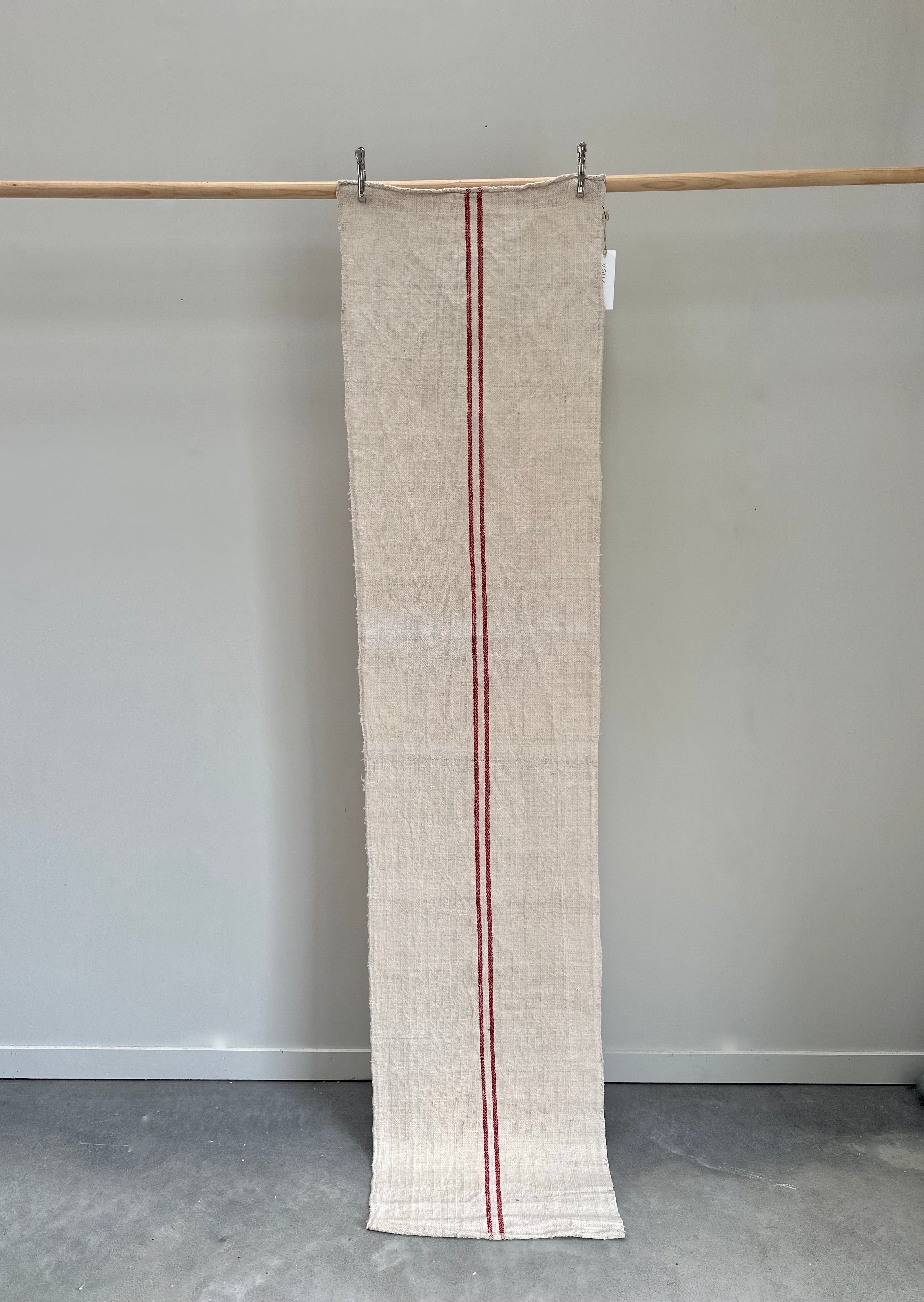 Grain-sack table runner- Red two stripe