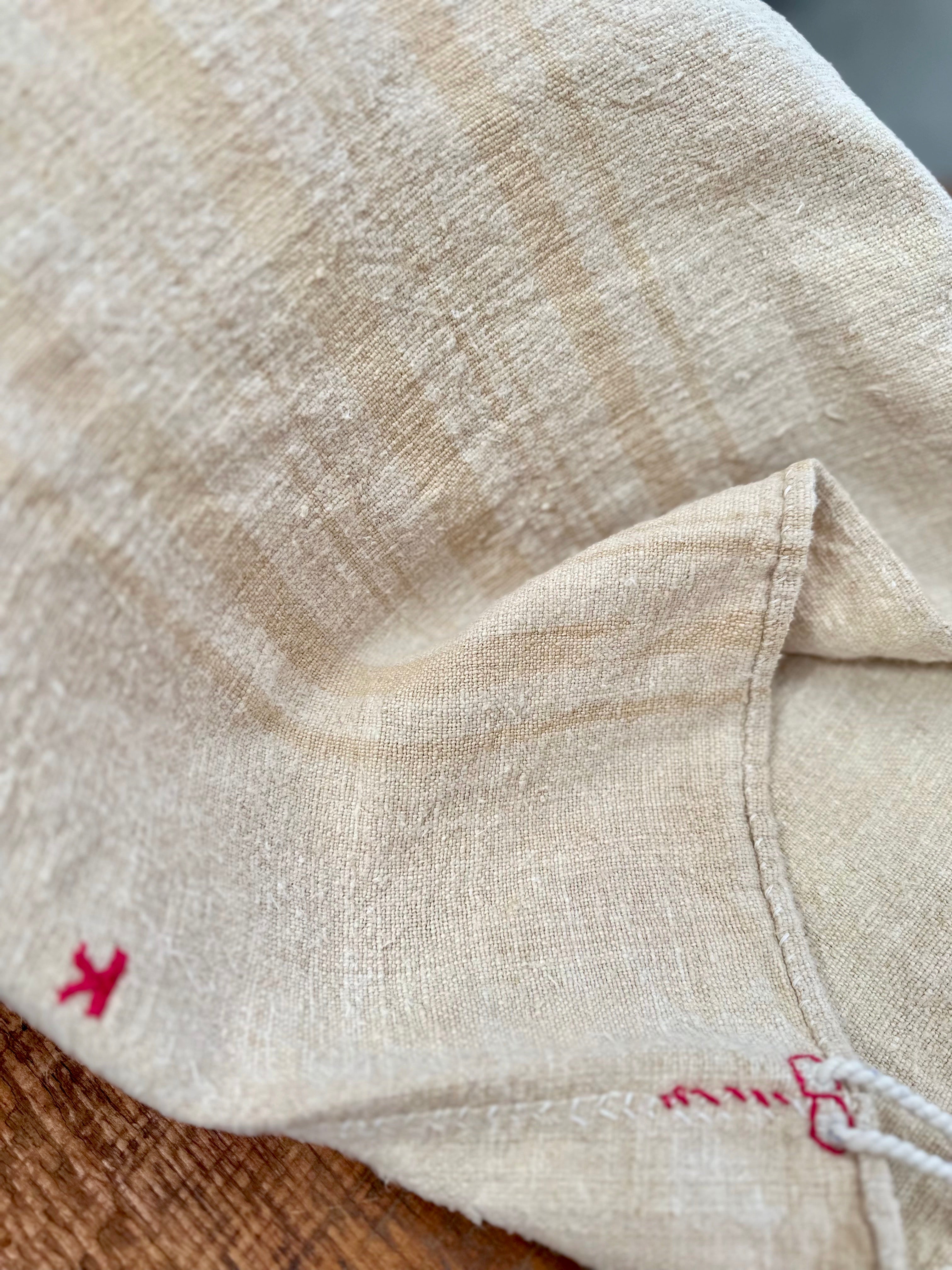 Grain-sack Pillow slip 100 x 40 oatmeal with tan stripe