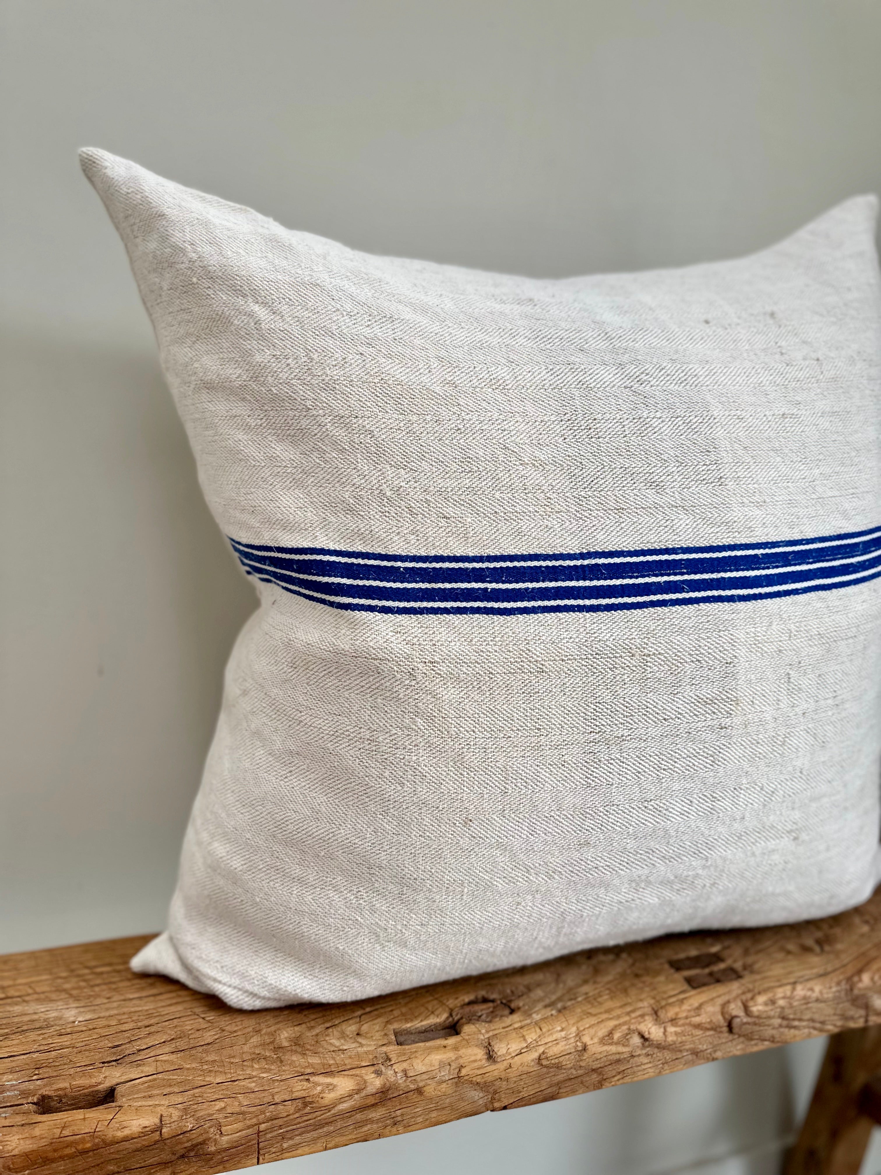 Euro grain-sack cushion 65 x 65 Blue stripe
