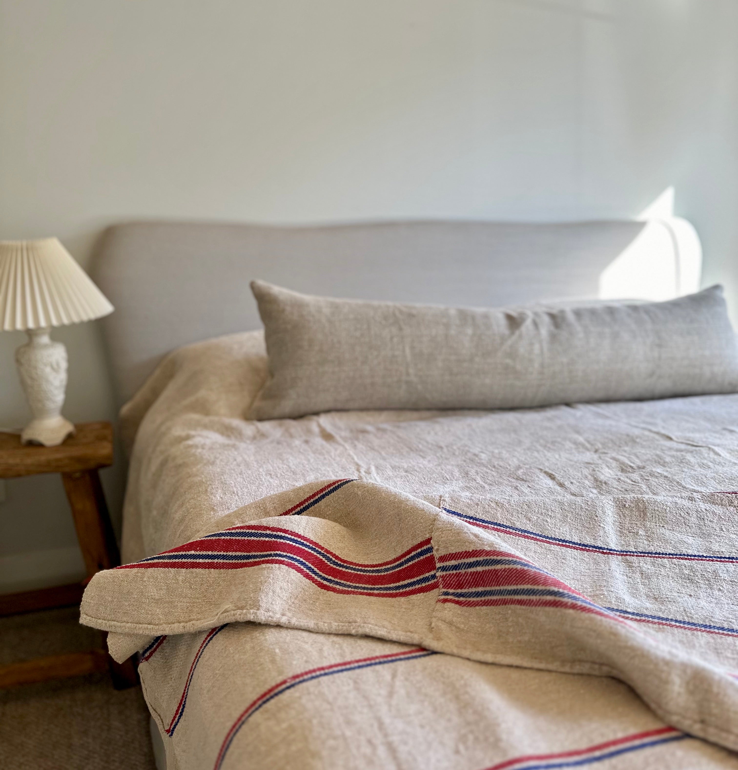 Hungarian Grain-sack bedspread - Red/ blue stripe