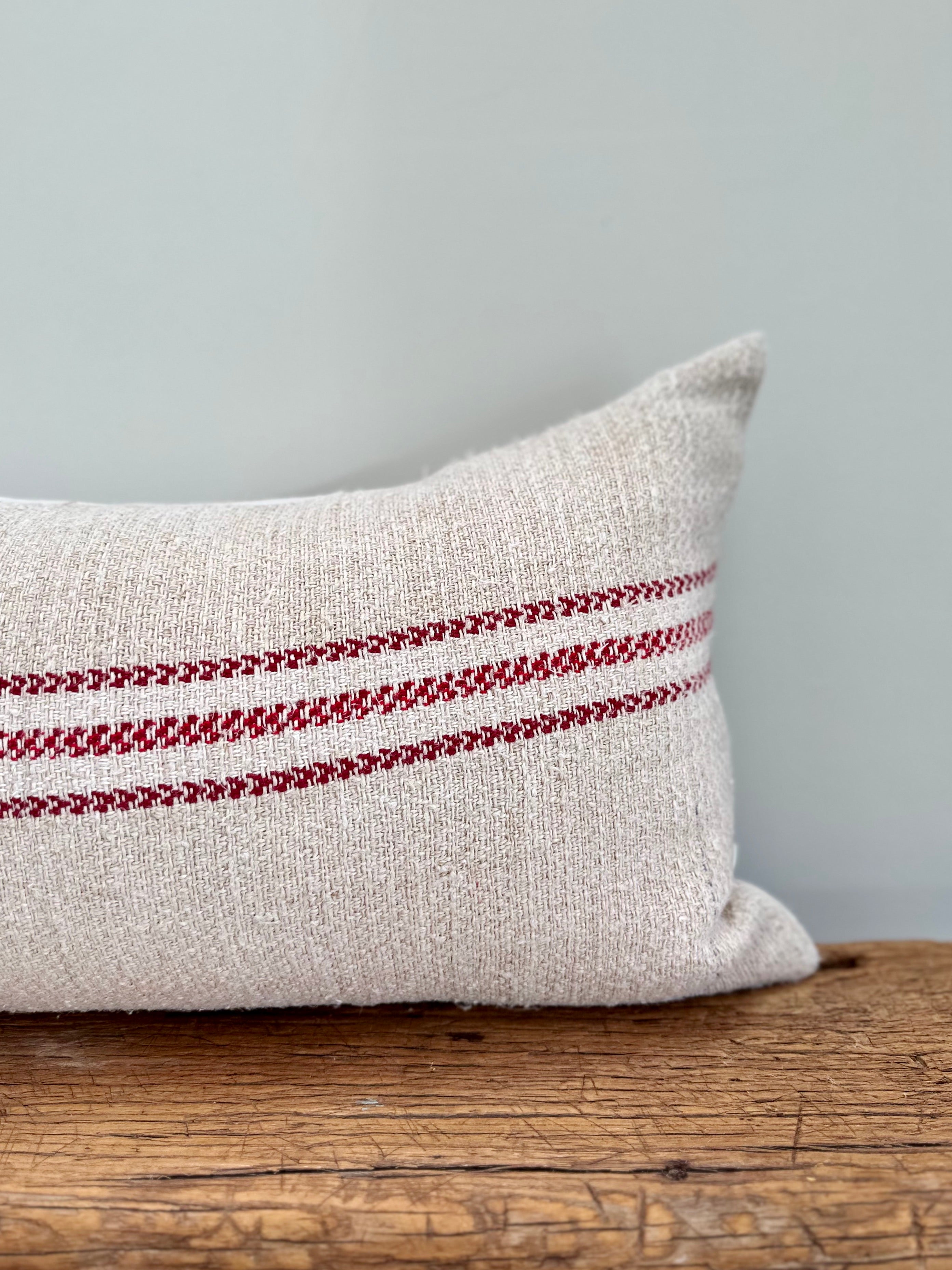 Grain-sack Bolster 100 x 40 - Red stripe
