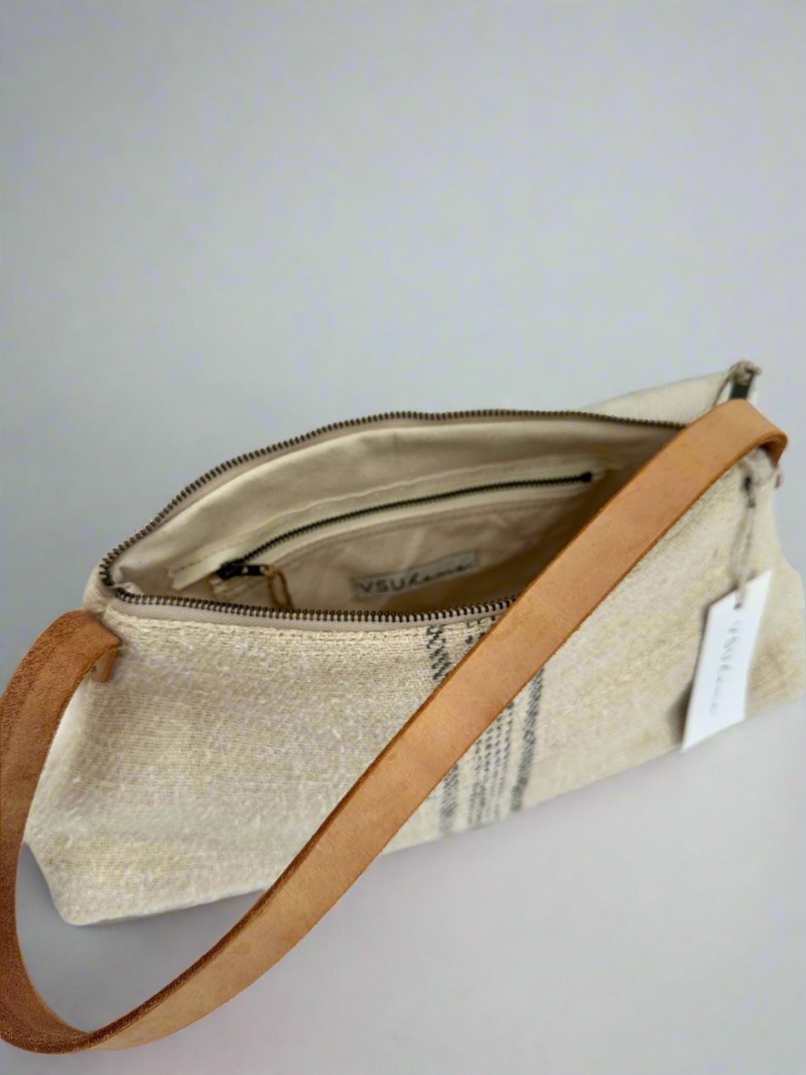 Catherine grain-sack shoulder bag black stripe