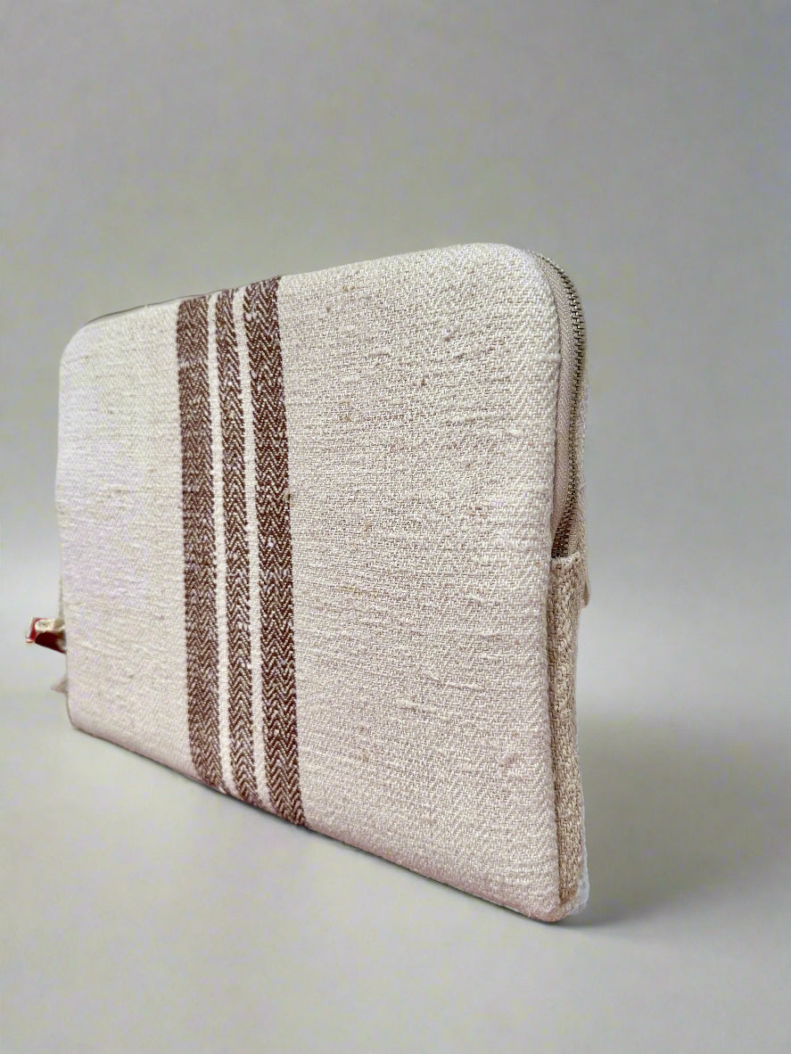 Grain-sack Lap top Sleeve with authentic stripe.
