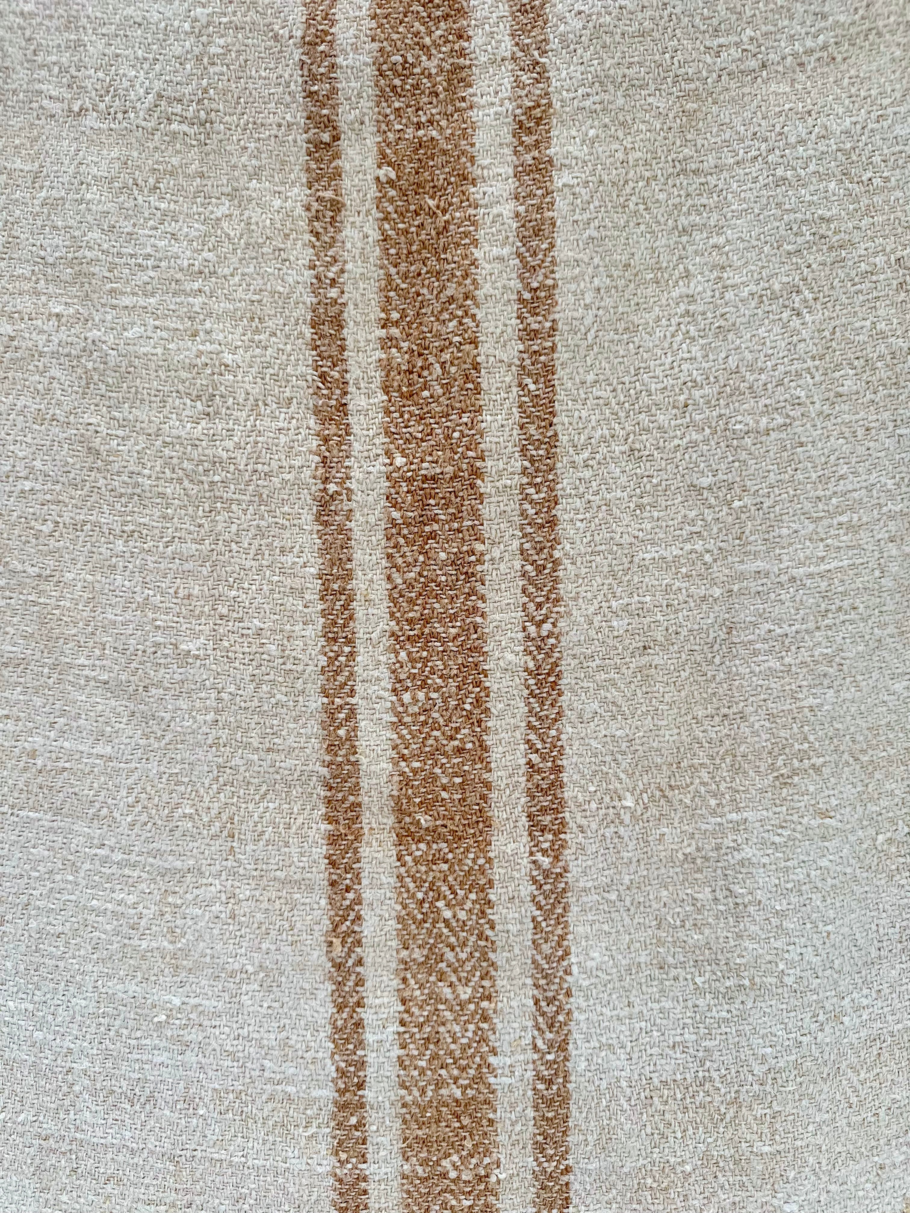 Grain-sack table runner- Tan stripe & patched